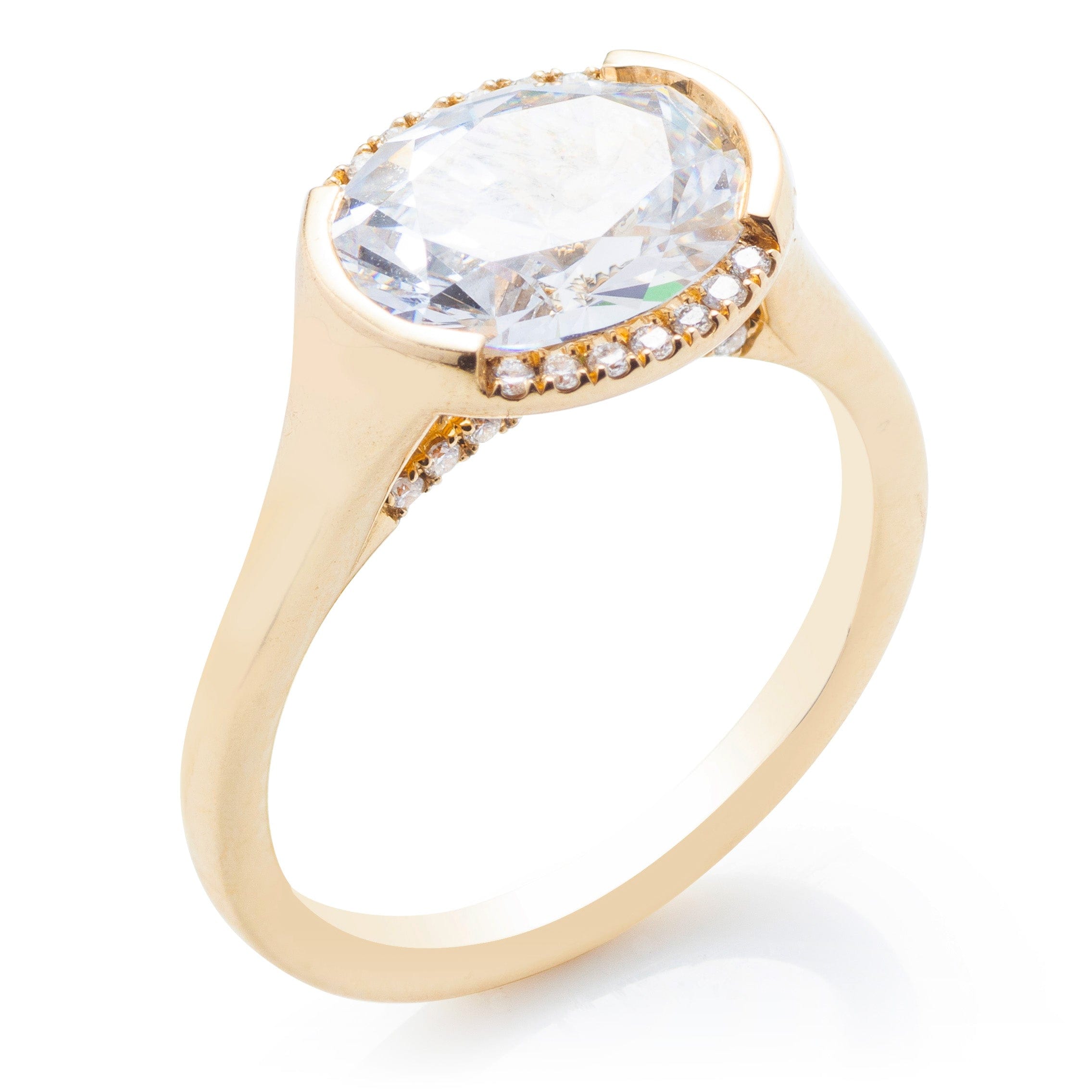 Classique Creations Oval East West Semi Halo Engagement Ring