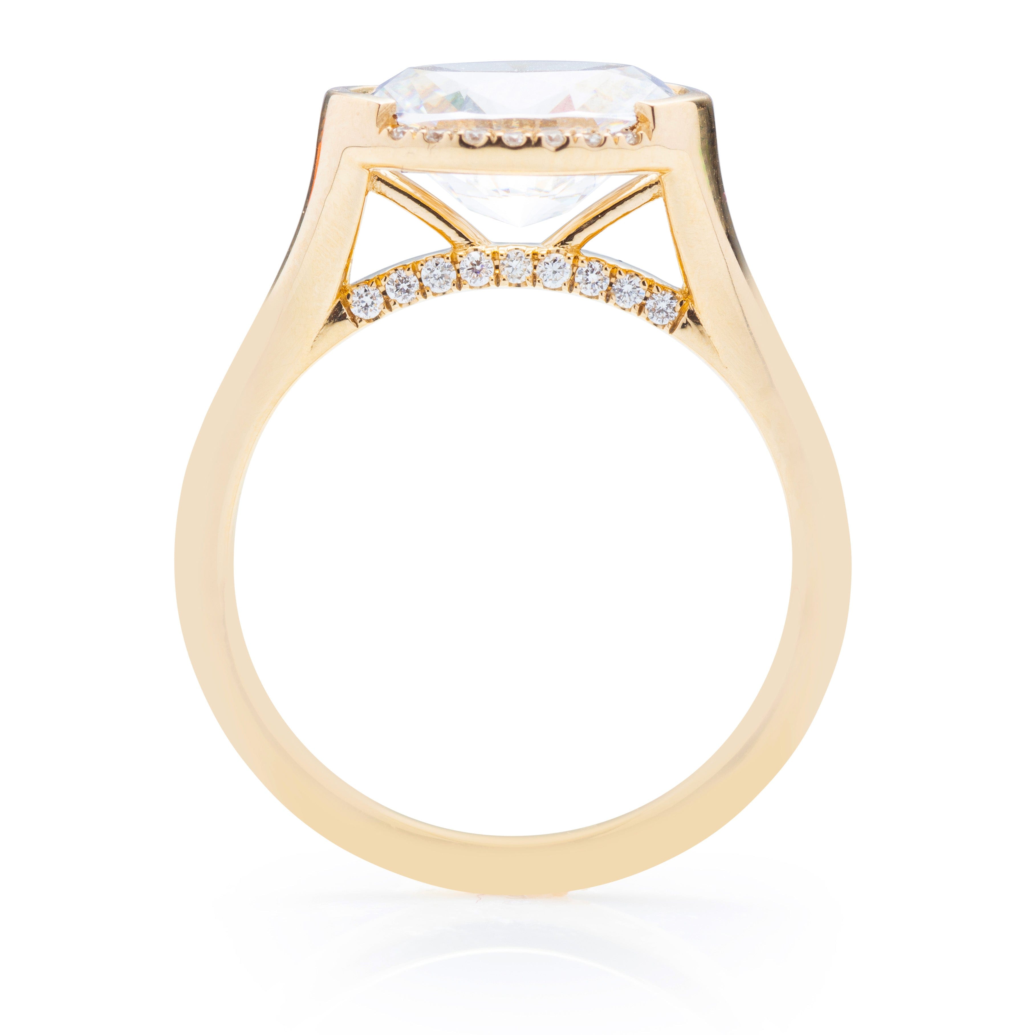 Classique Creations Oval East West Semi Halo Engagement Ring