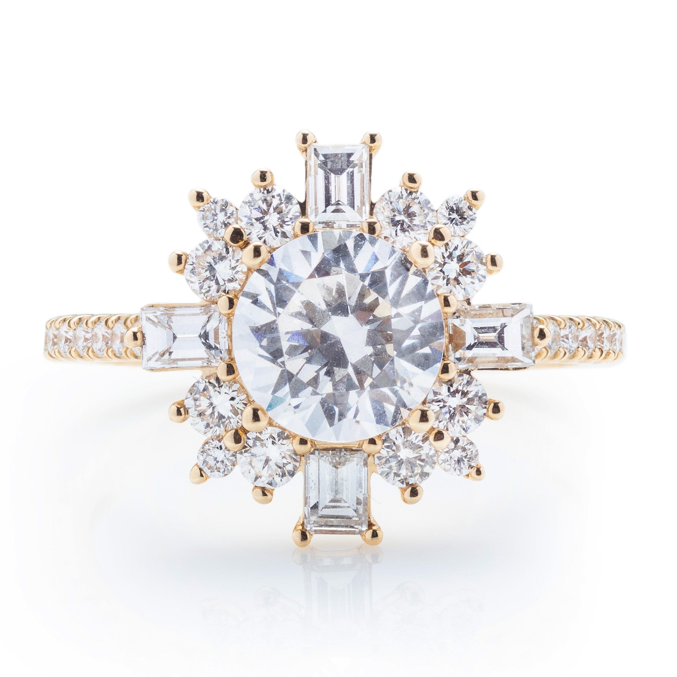 Classique Creations Round Diamond Sunburst Halo Engagement Ring