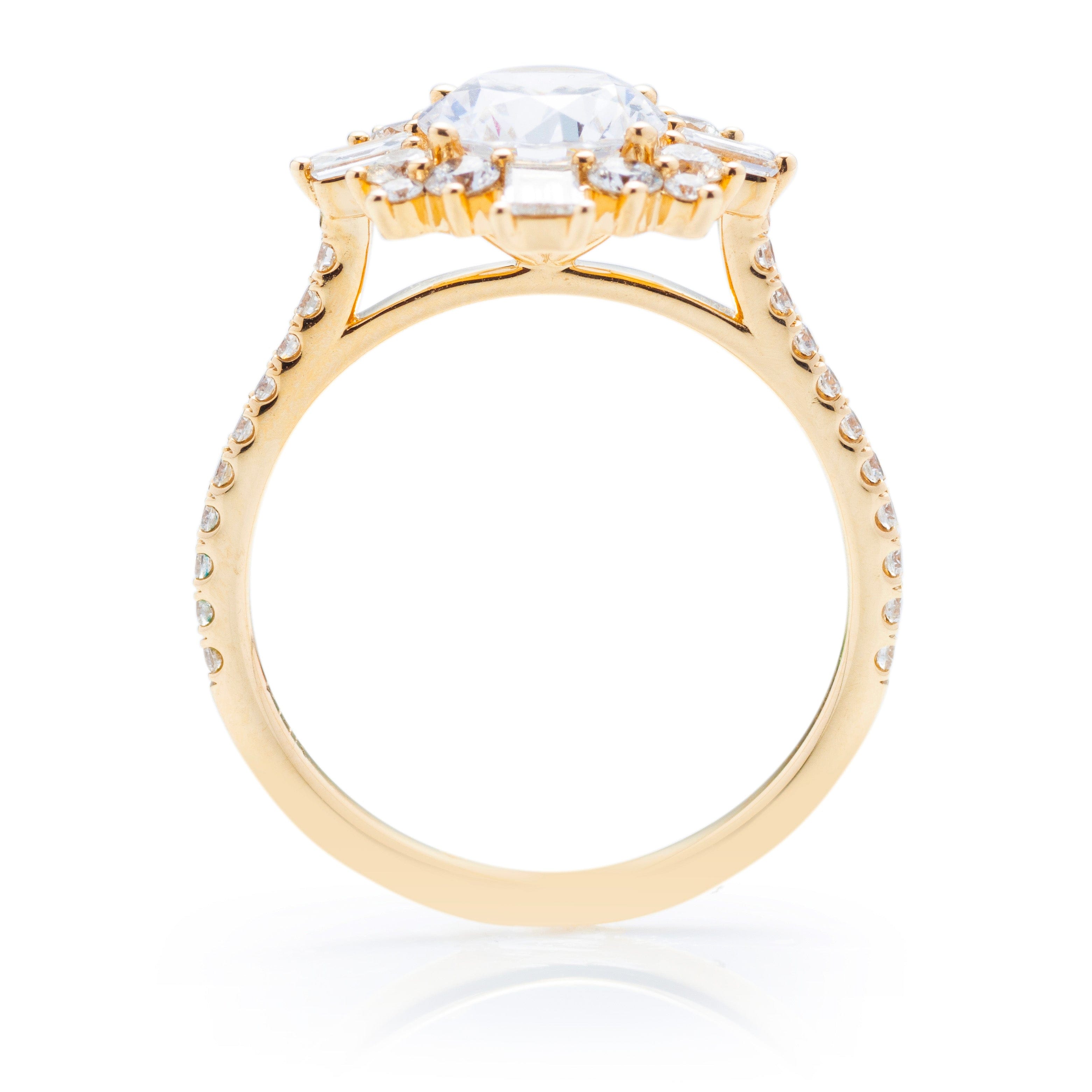 Classique Creations Round Diamond Sunburst Halo Engagement Ring