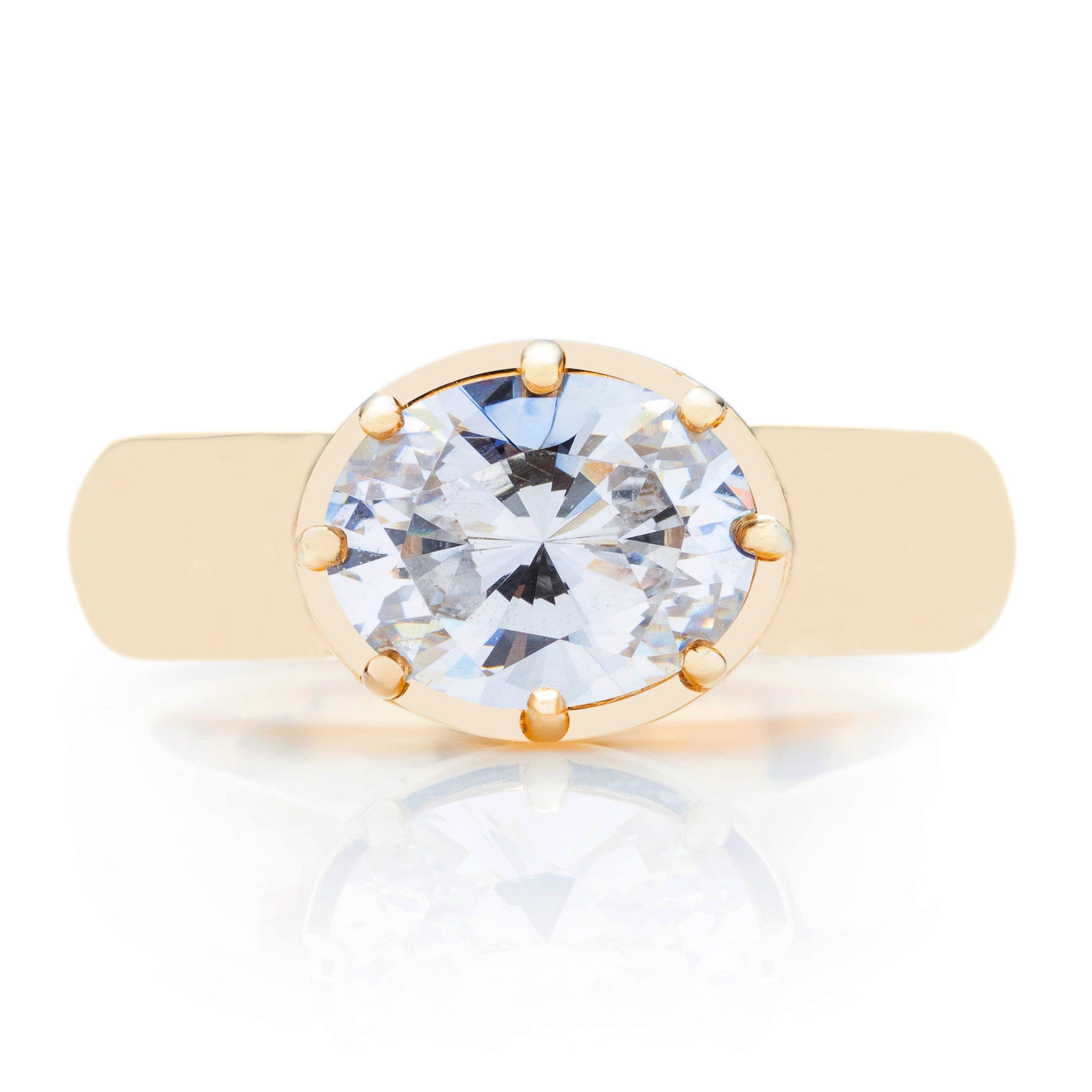 Classique Creations Eight Prong East West Oval Diamond Engagement Ring