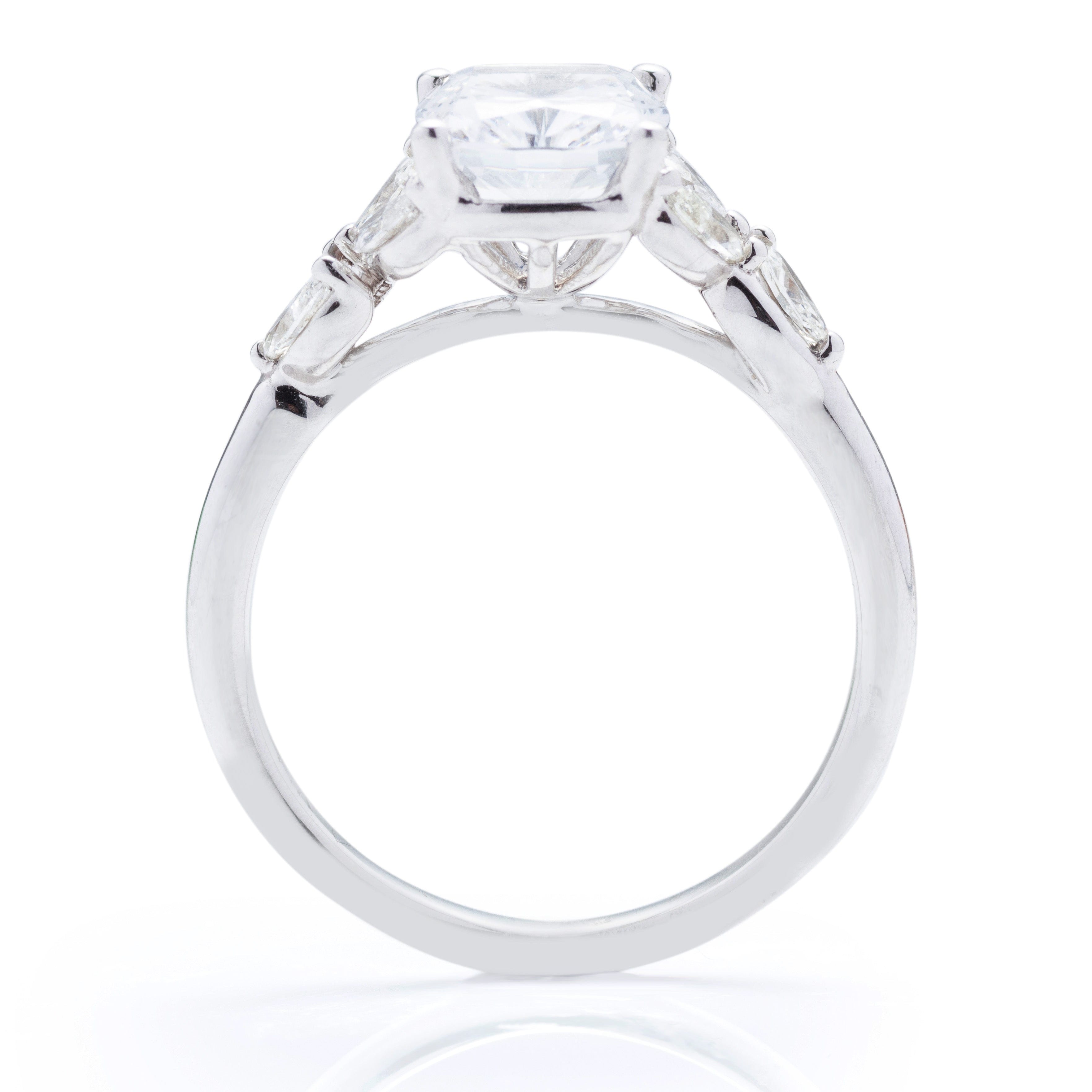 Classique Creations Cushion Diamond Marquise Sidestone Engagement Ring