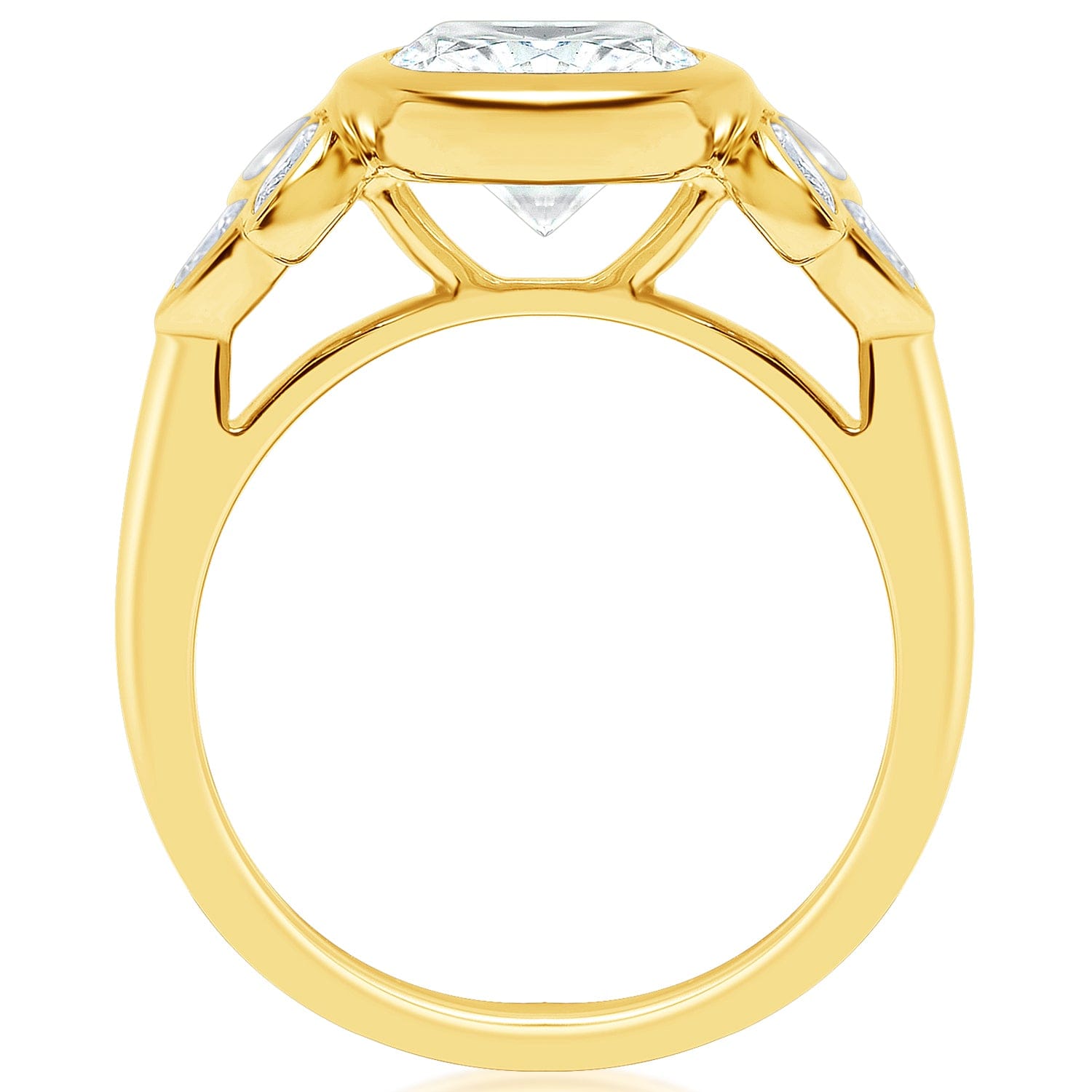 Classique Creations Cushion Halo Petal Cluster Bezel Engagement Ring