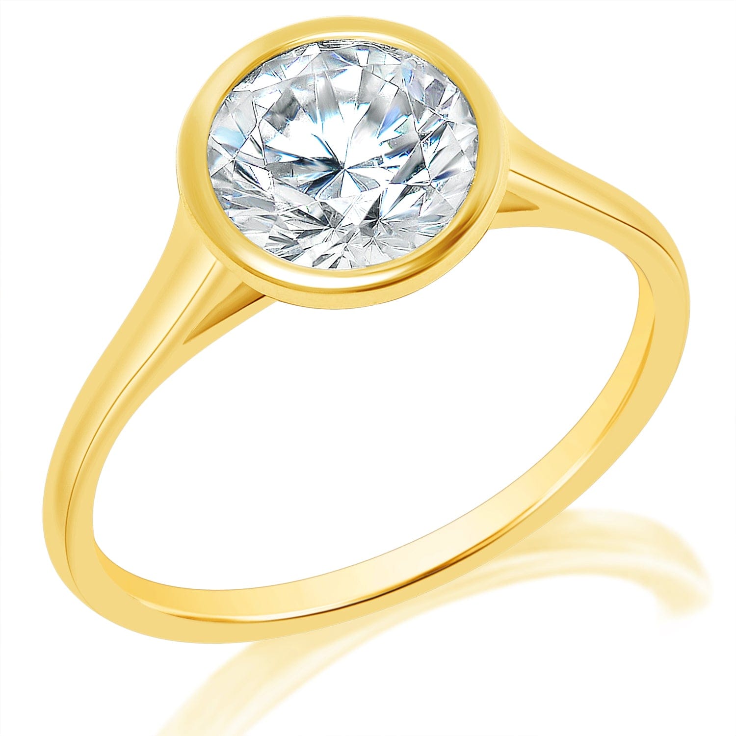 Classique Creations Round Diamond Bezel Set Graduated Shank Engagement Ring