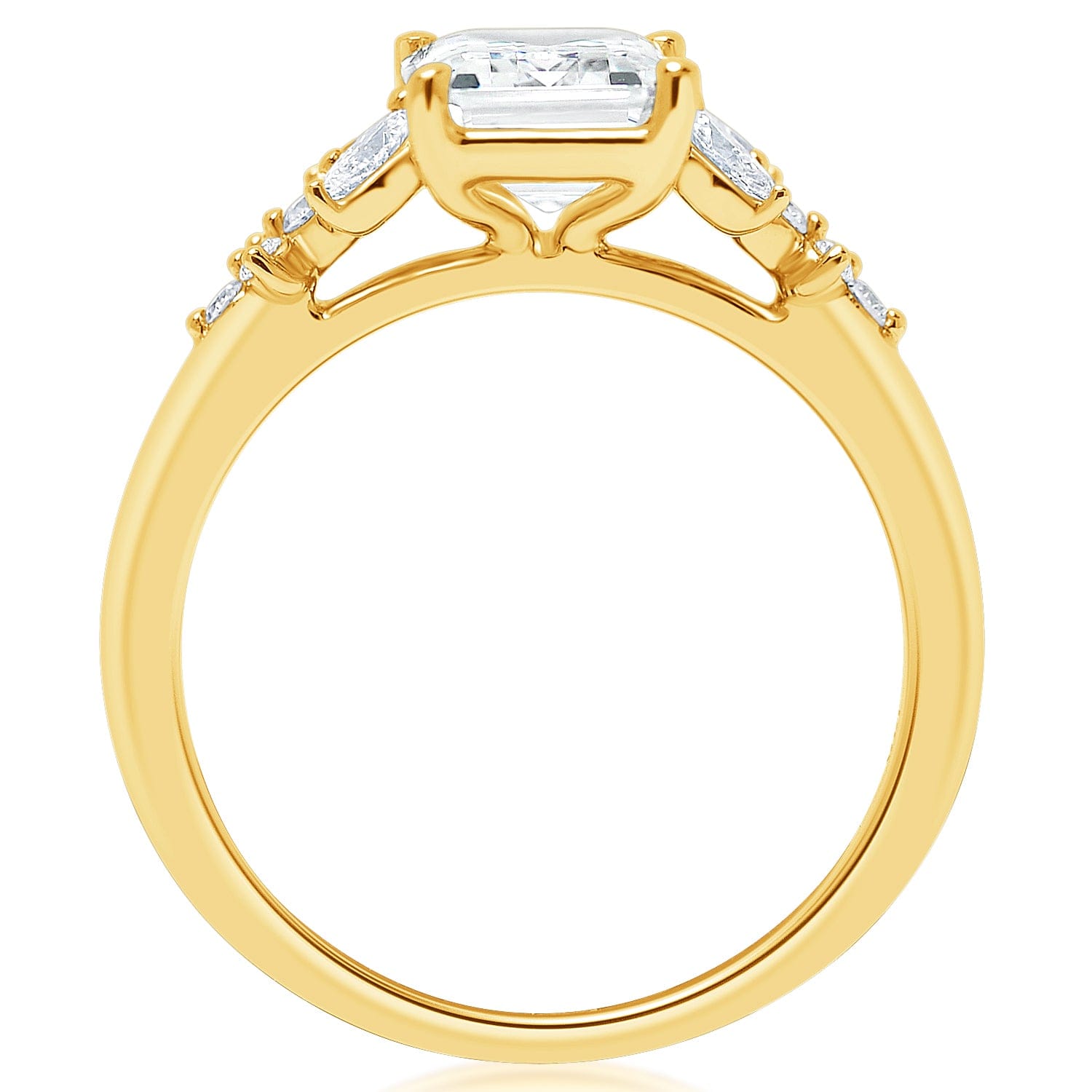 Classique Creations Emerald Diamond Marquise and Round Cluster Engagement Ring