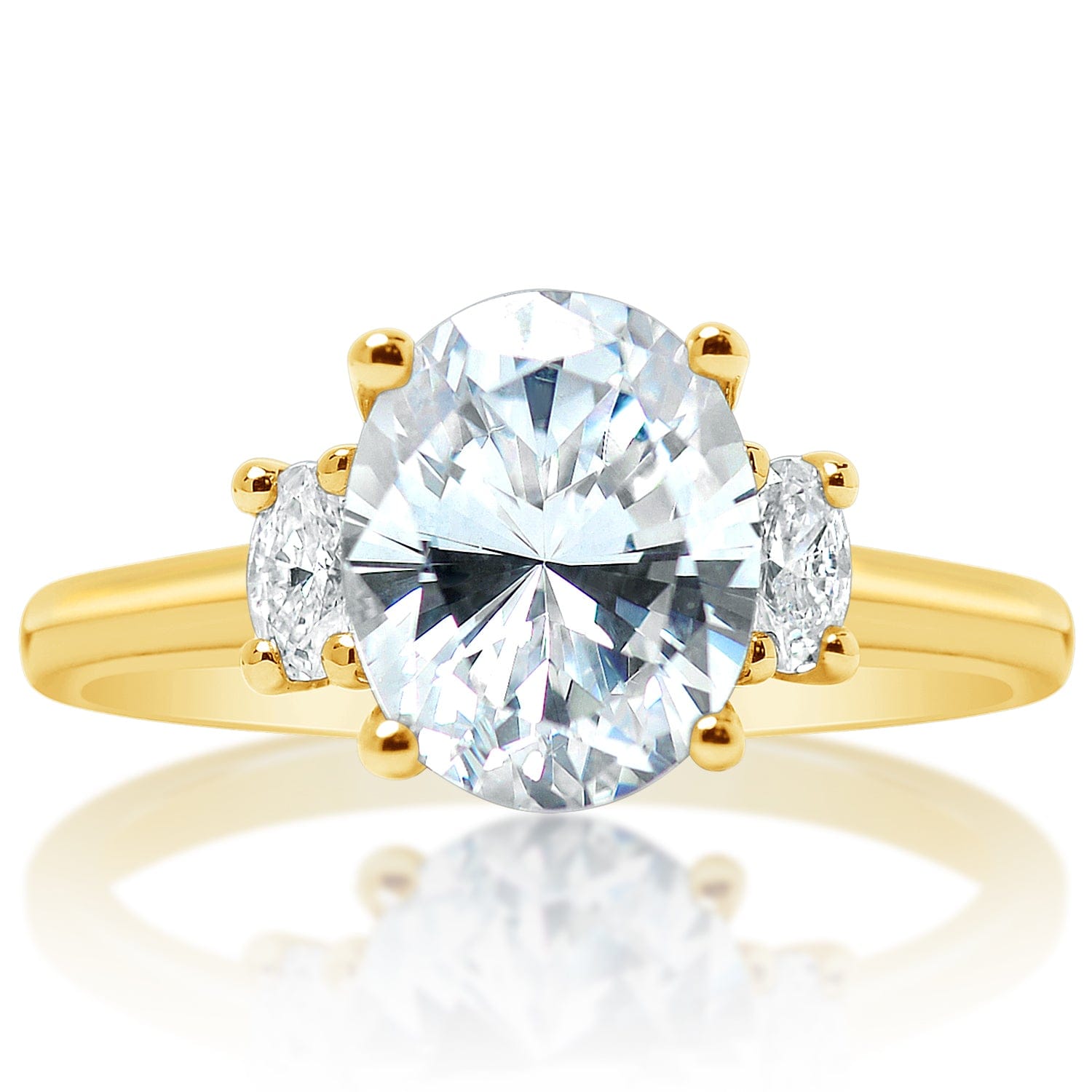 Classique Creations Oval Diamond Three Stone Diamond Gallery Engagement Ring