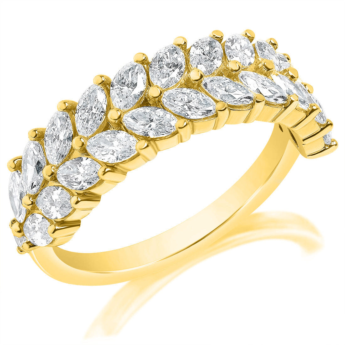 Classique Creations Marquise Diagonal Double Row Ring