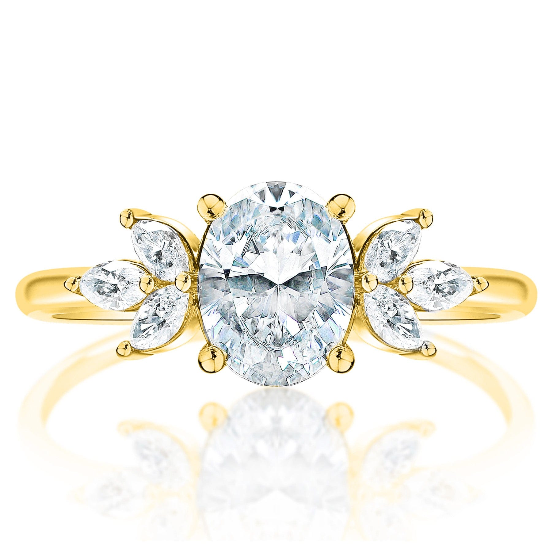 Classique Creations Oval Diamond Floral Cluster Engagement Ring