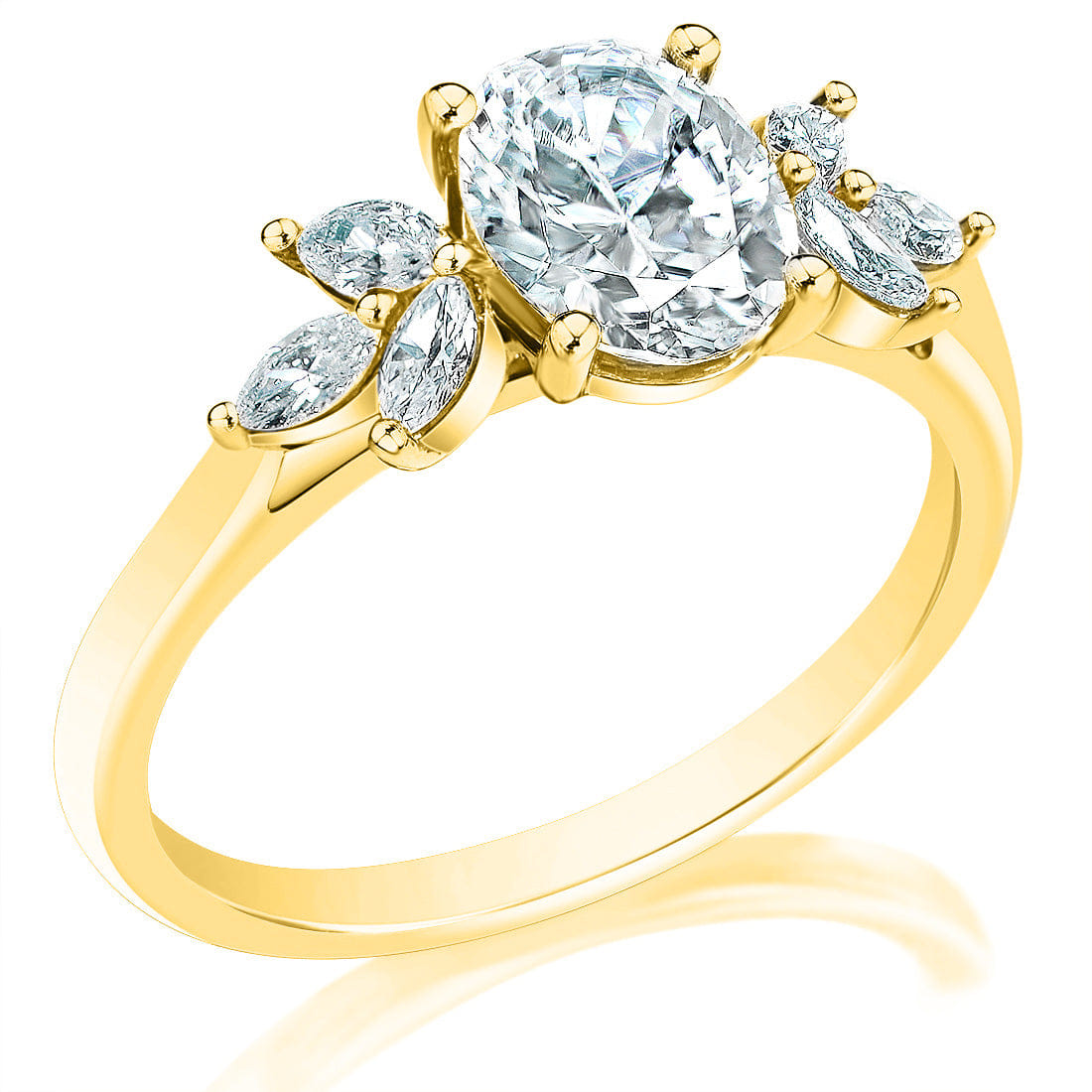Classique Creations Oval Diamond Floral Cluster Engagement Ring