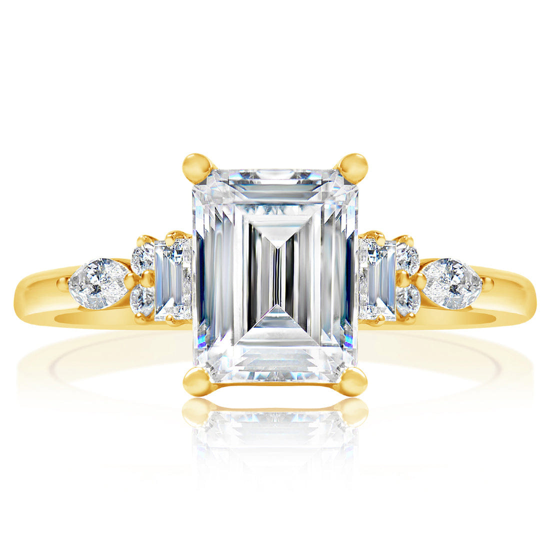 Classique Creations Emerald Diamond Cluster Engagement Ring