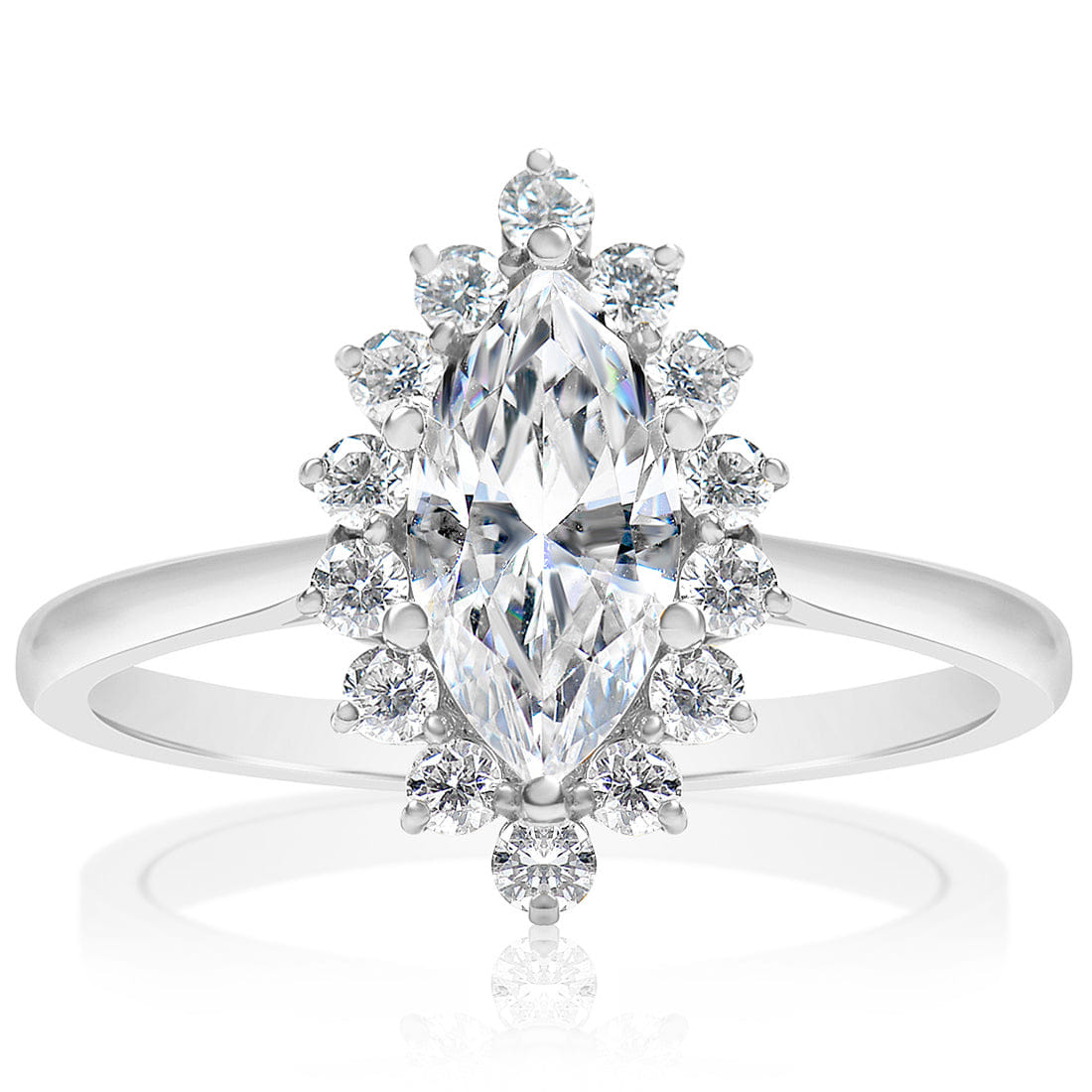 Classique Creations Marquise Halo High Polish Band Engagement Ring