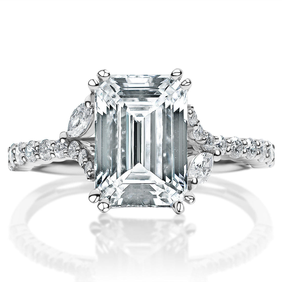 Classique Creations Emerald Diamond Marquise Split Shank Engagement Ring
