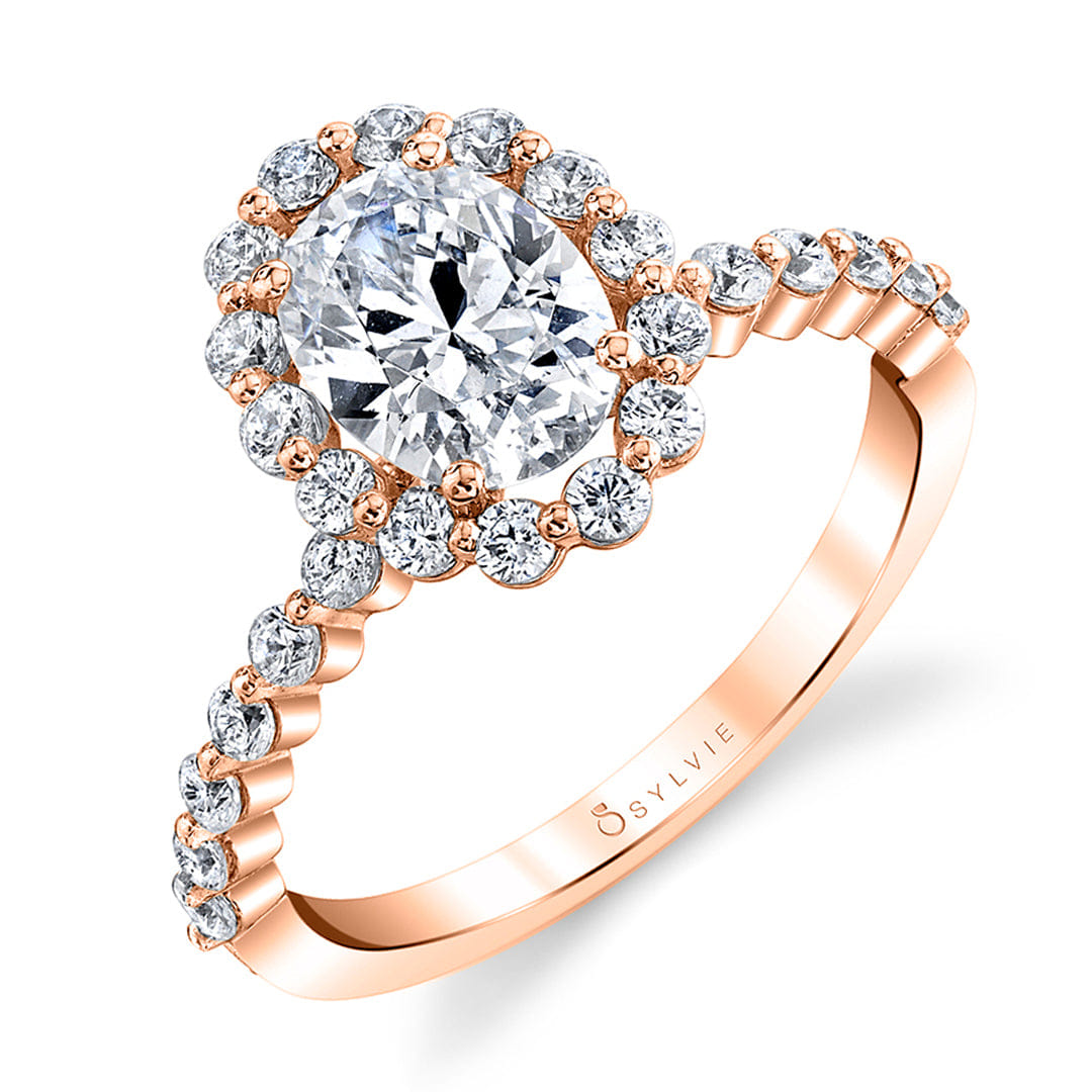 Sylvie Oval Cut Classic Halo Engagement Ring