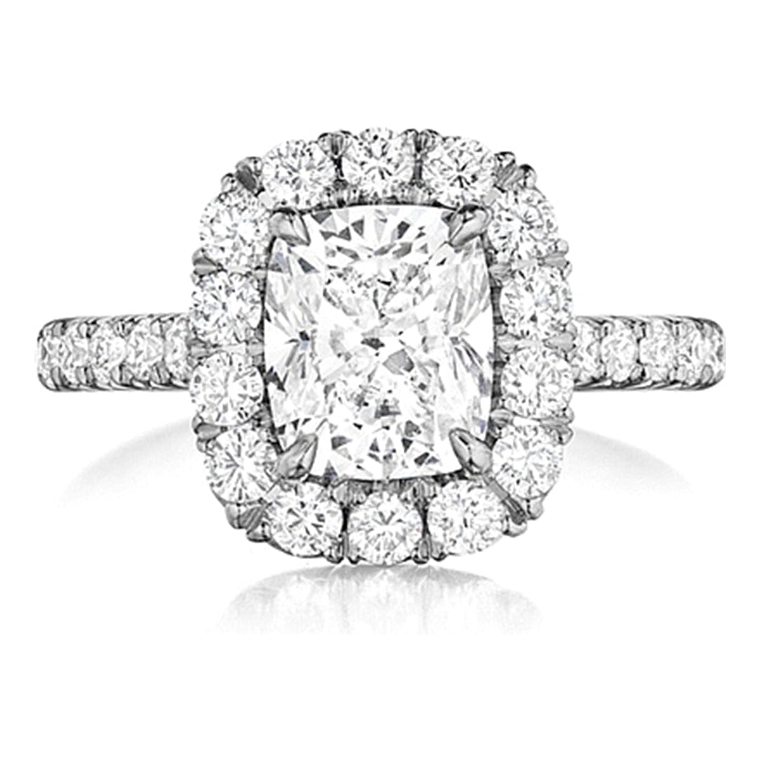 Henri Daussi Pave Diamond Halo Engagement Ring