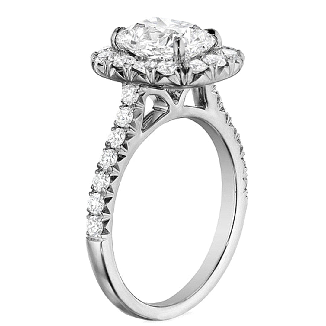 Henri Daussi Pave Diamond Halo Engagement Ring