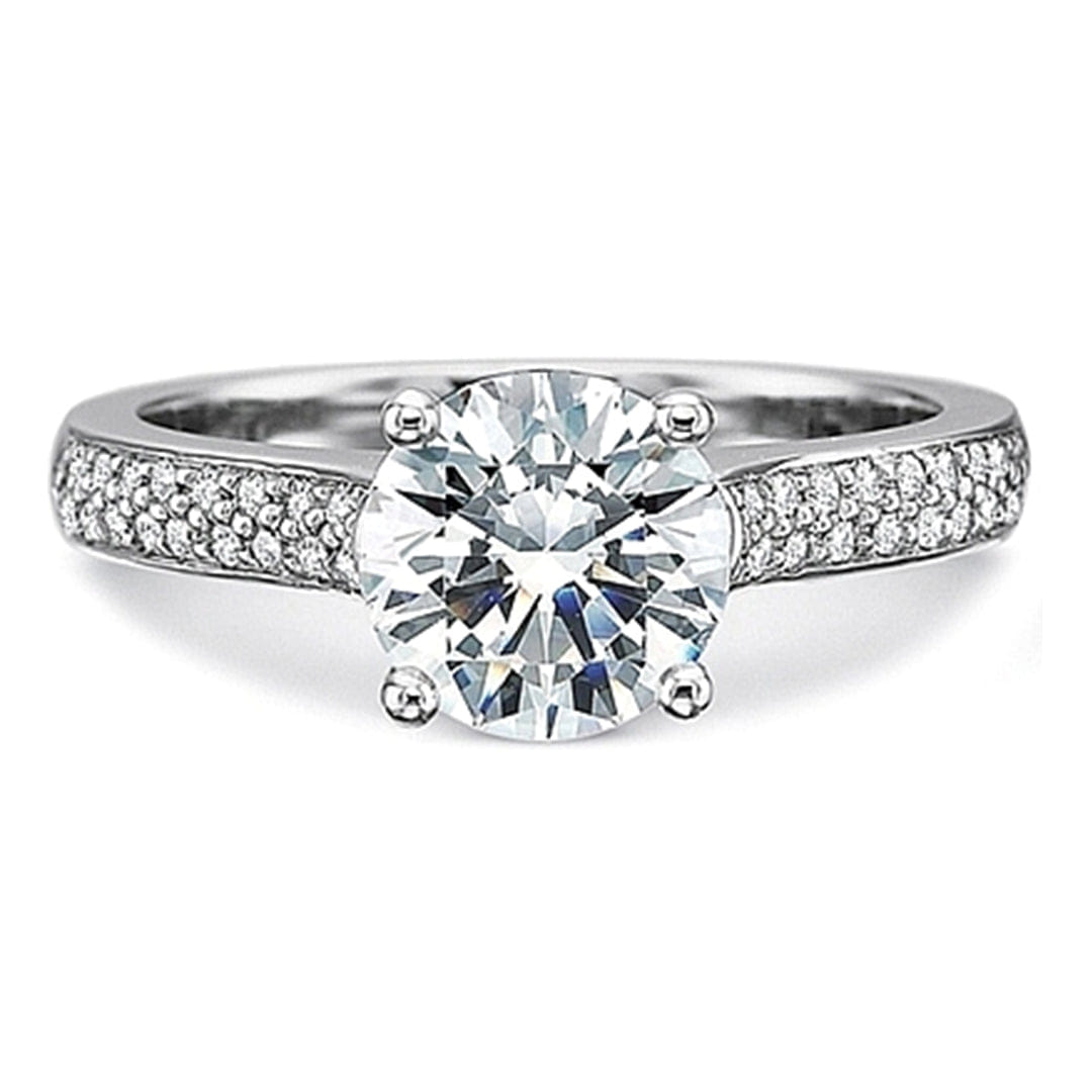 Precision Set Double Row Pave Diamond Engagement Ring