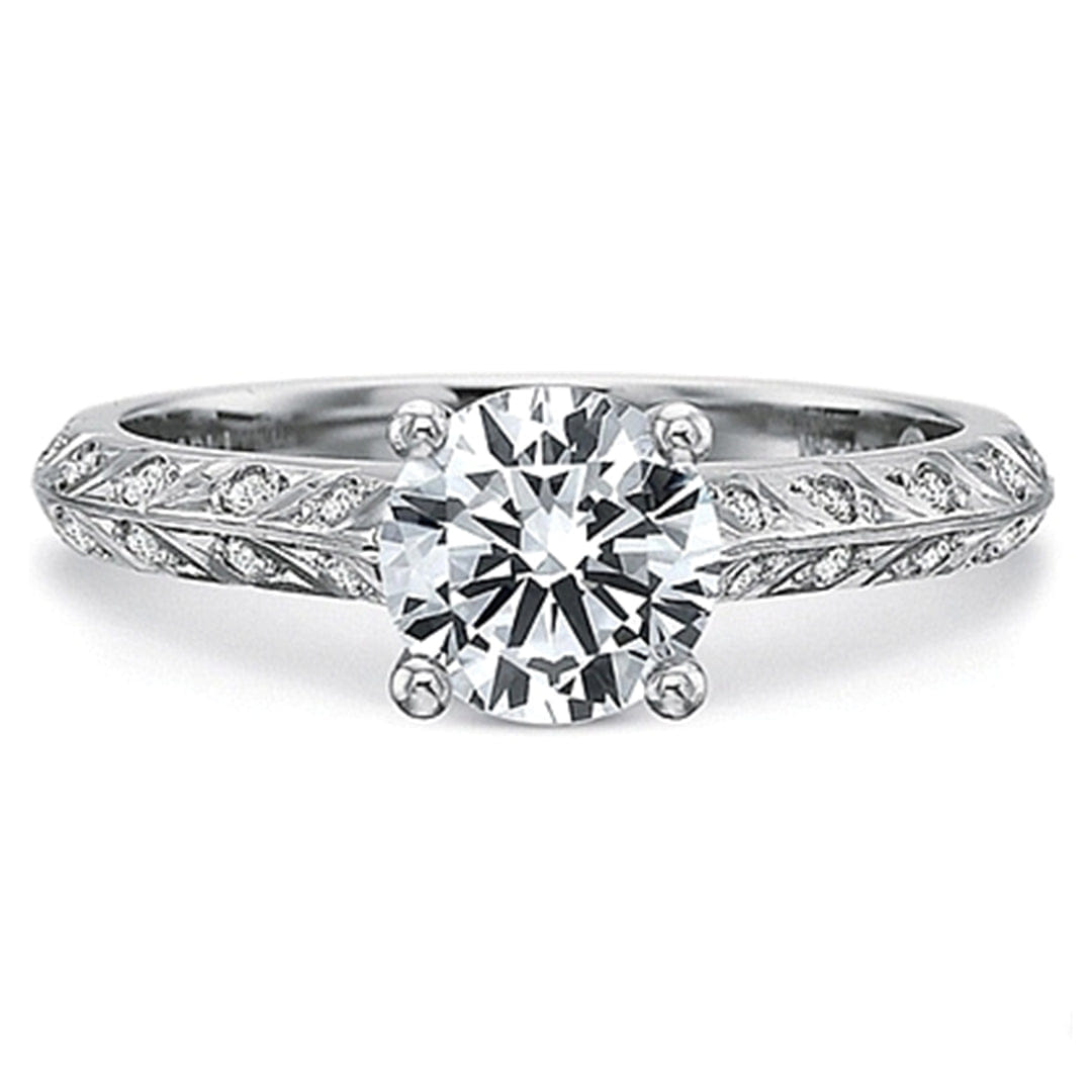Precision Set Leaf Pattern Diamond Engagement Ring
