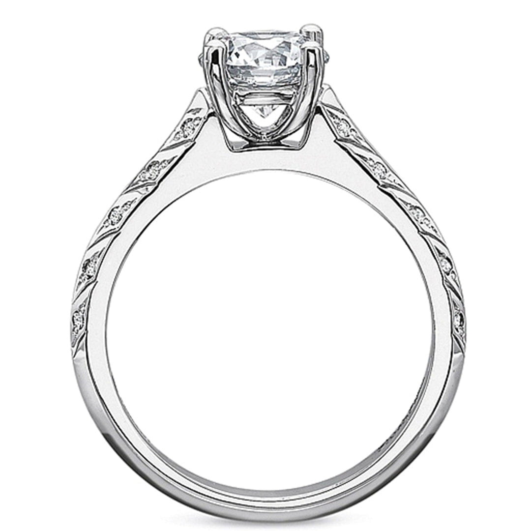 Precision Set Leaf Pattern Diamond Engagement Ring