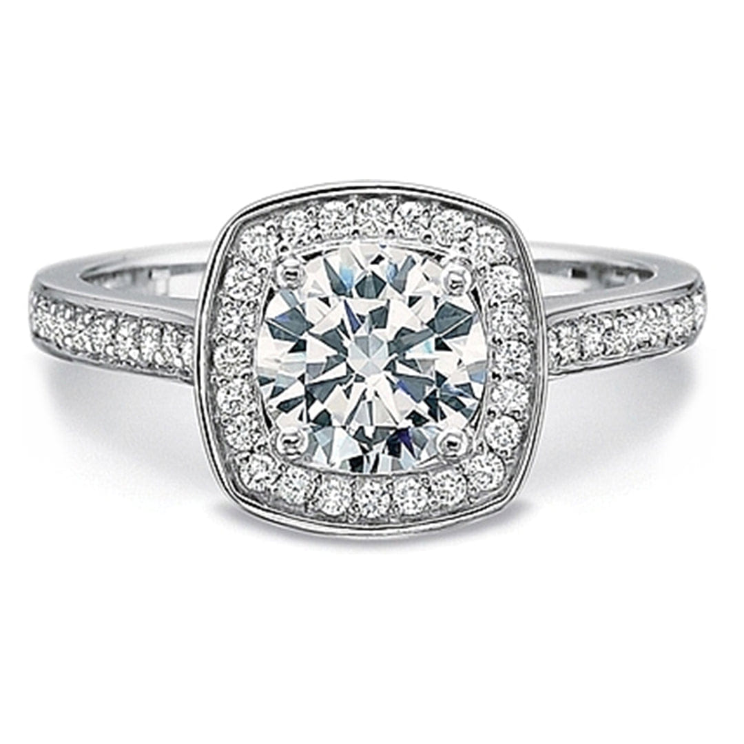 Precision Set Cushion Halo Diamond Engagement Ring