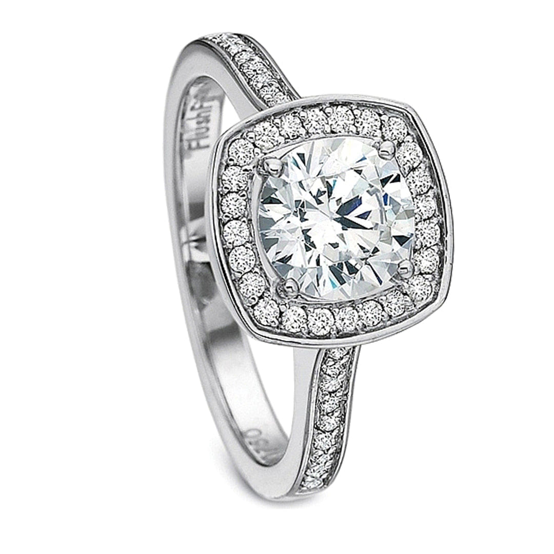 Precision Set Cushion Halo Diamond Engagement Ring