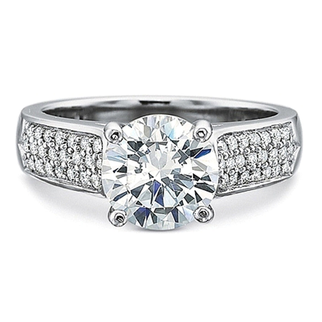 Precision Set Three Row Pave Diamond Engagement Ring