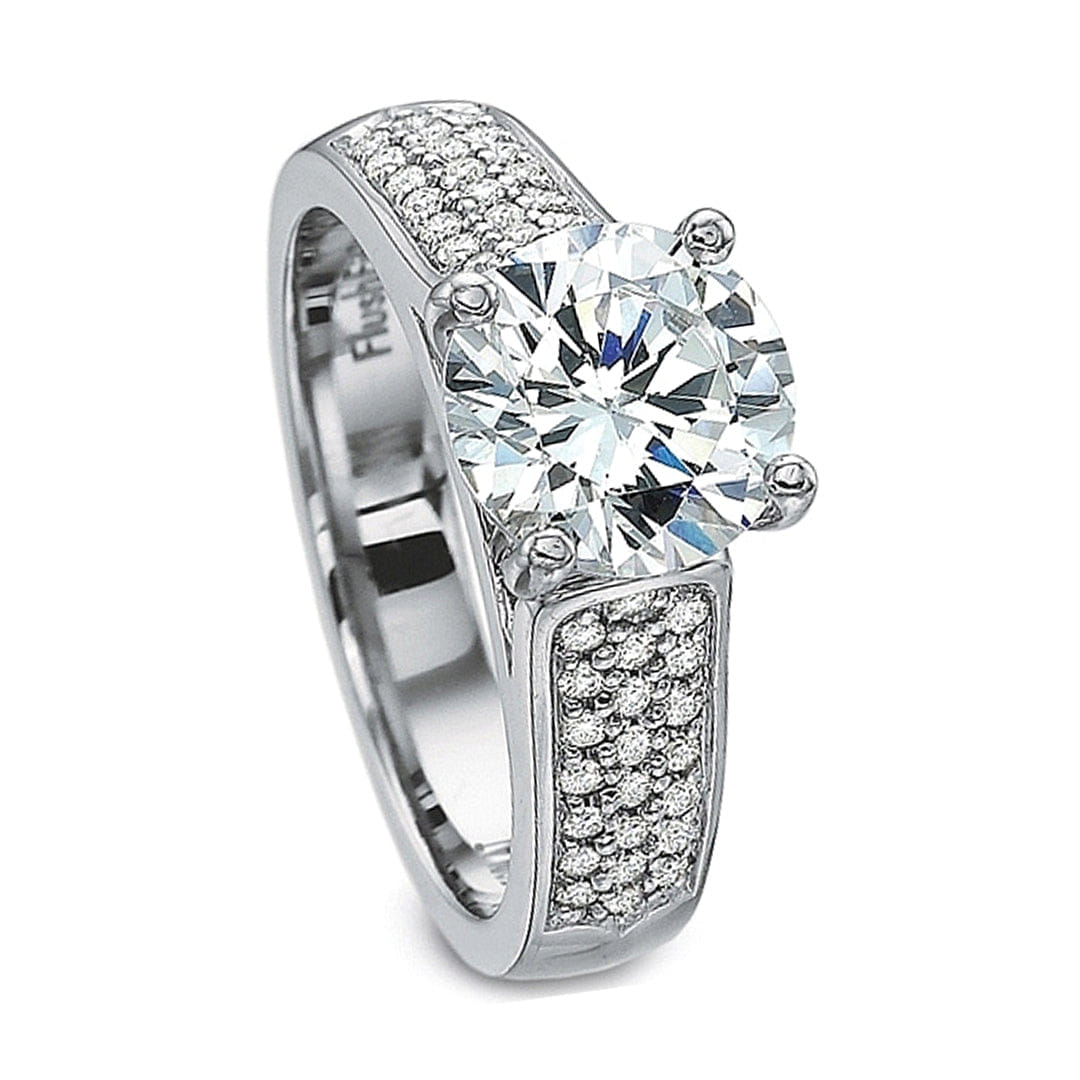 Precision Set Three Row Pave Diamond Engagement Ring