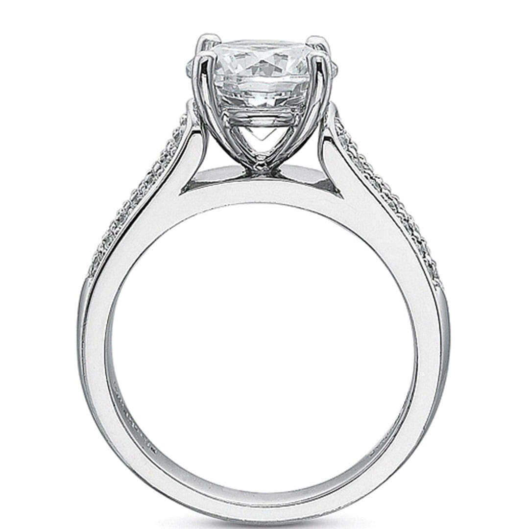 Precision Set Three Row Pave Diamond Engagement Ring
