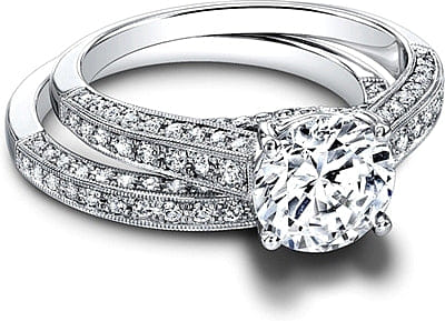 Jeff Cooper Triple Row Milgrain Diamond Engagement Ring