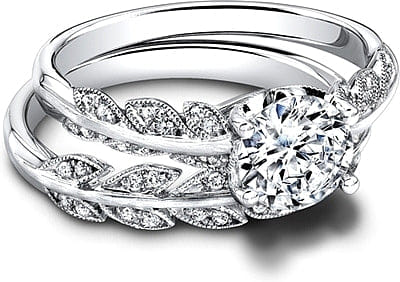 Jeff Cooper Leaf Motif Diamond Engagement Ring