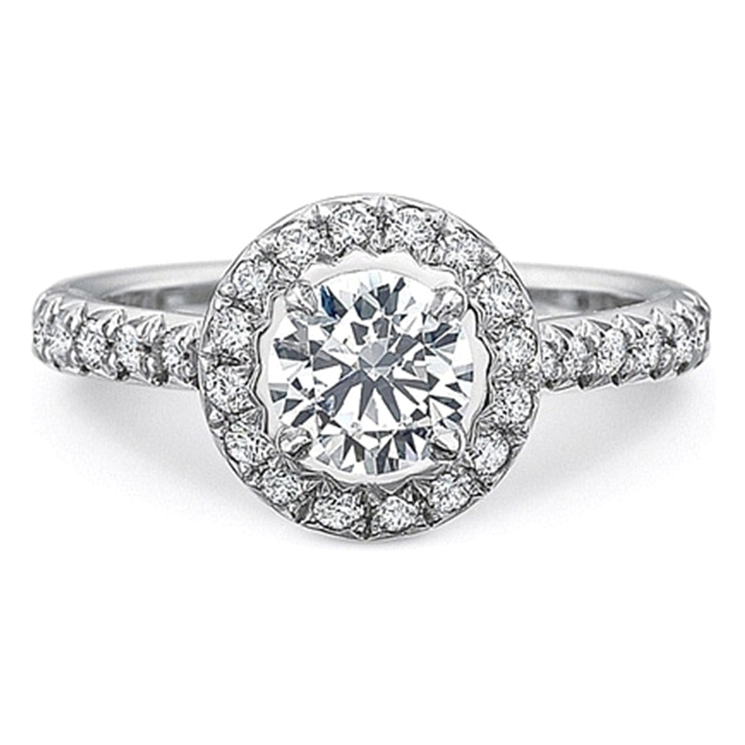 Precision Set French Cut Halo Diamond Engagement Ring