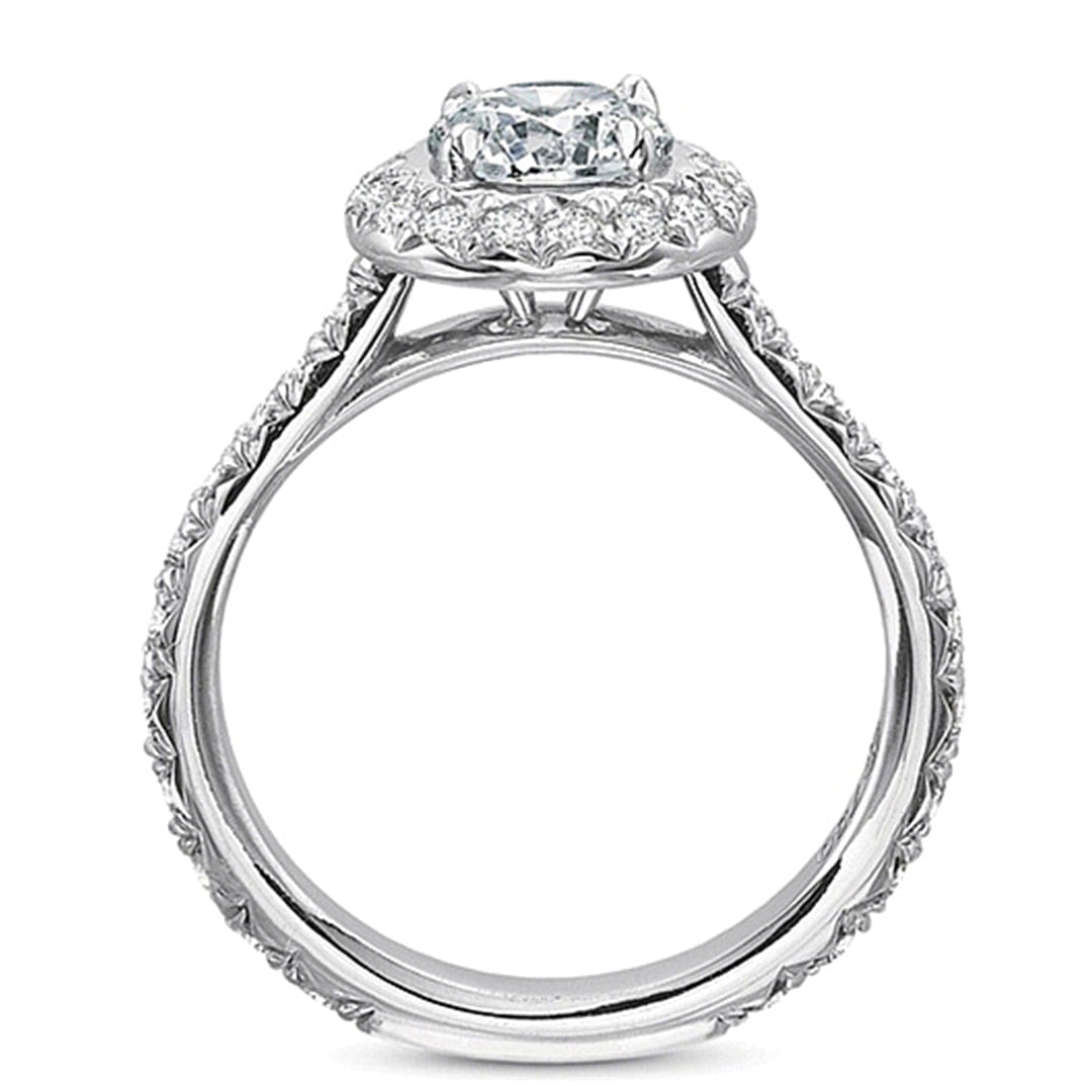 Precision Set French Cut Halo Diamond Engagement Ring