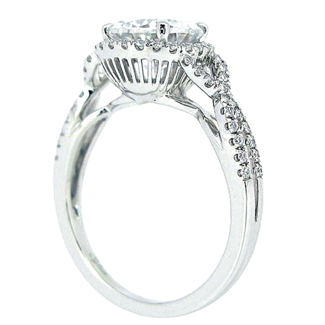 Sylvie Twist Shank Halo Diamond Engagement Ring
