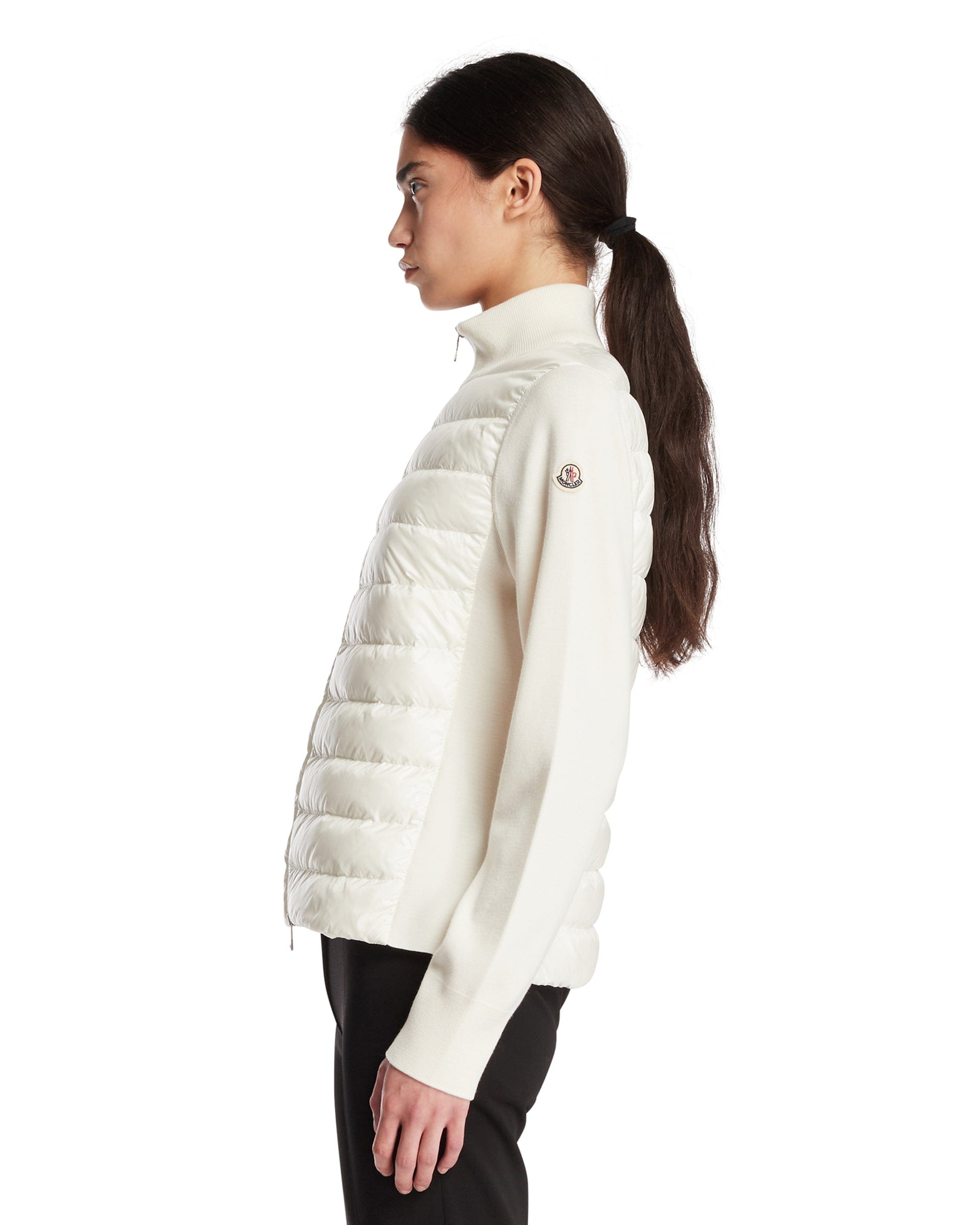 Moncler Cardigan Con Imbottitura E Lana Bianco