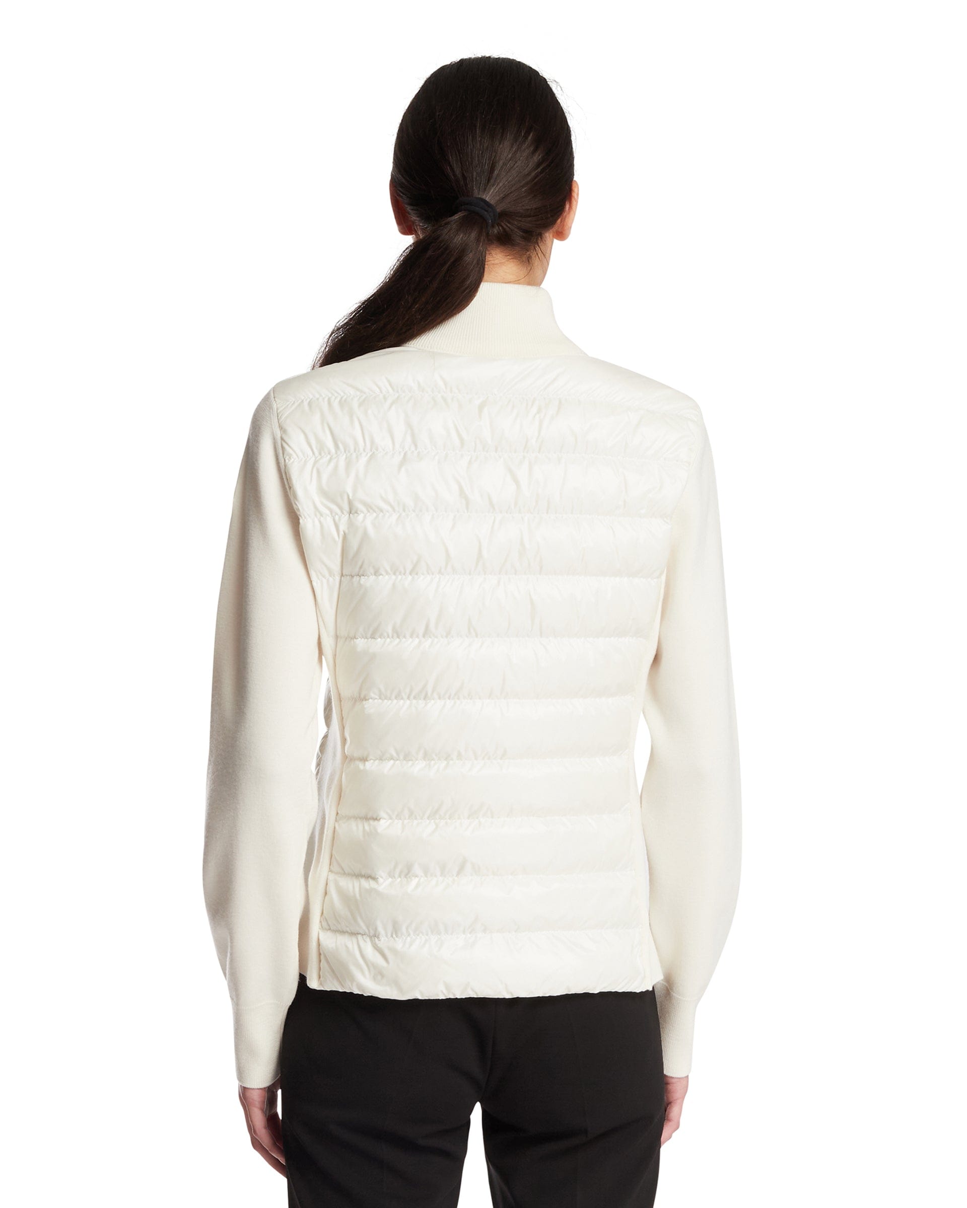 Moncler Cardigan Con Imbottitura E Lana Bianco