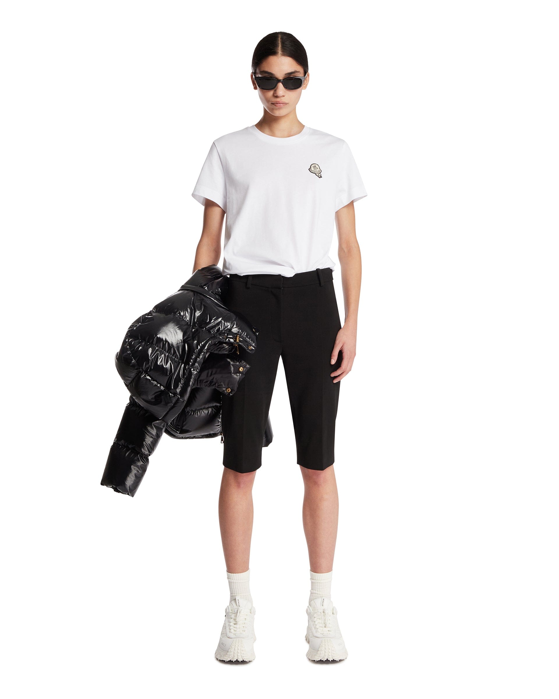 Moncler T-shirt In Cotone Con Patch Bianca