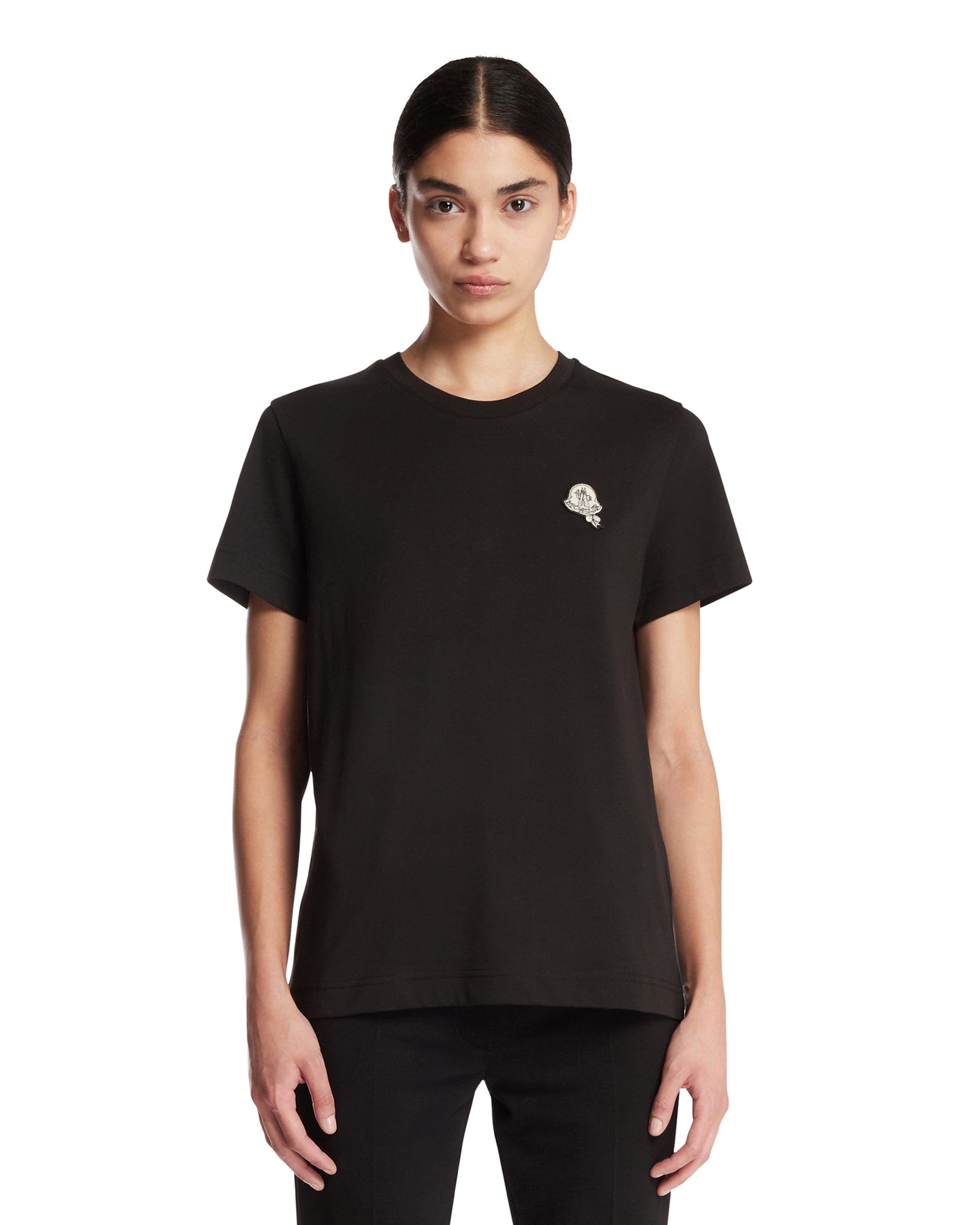 Moncler T-shirt In Cotone Con Patch Nera