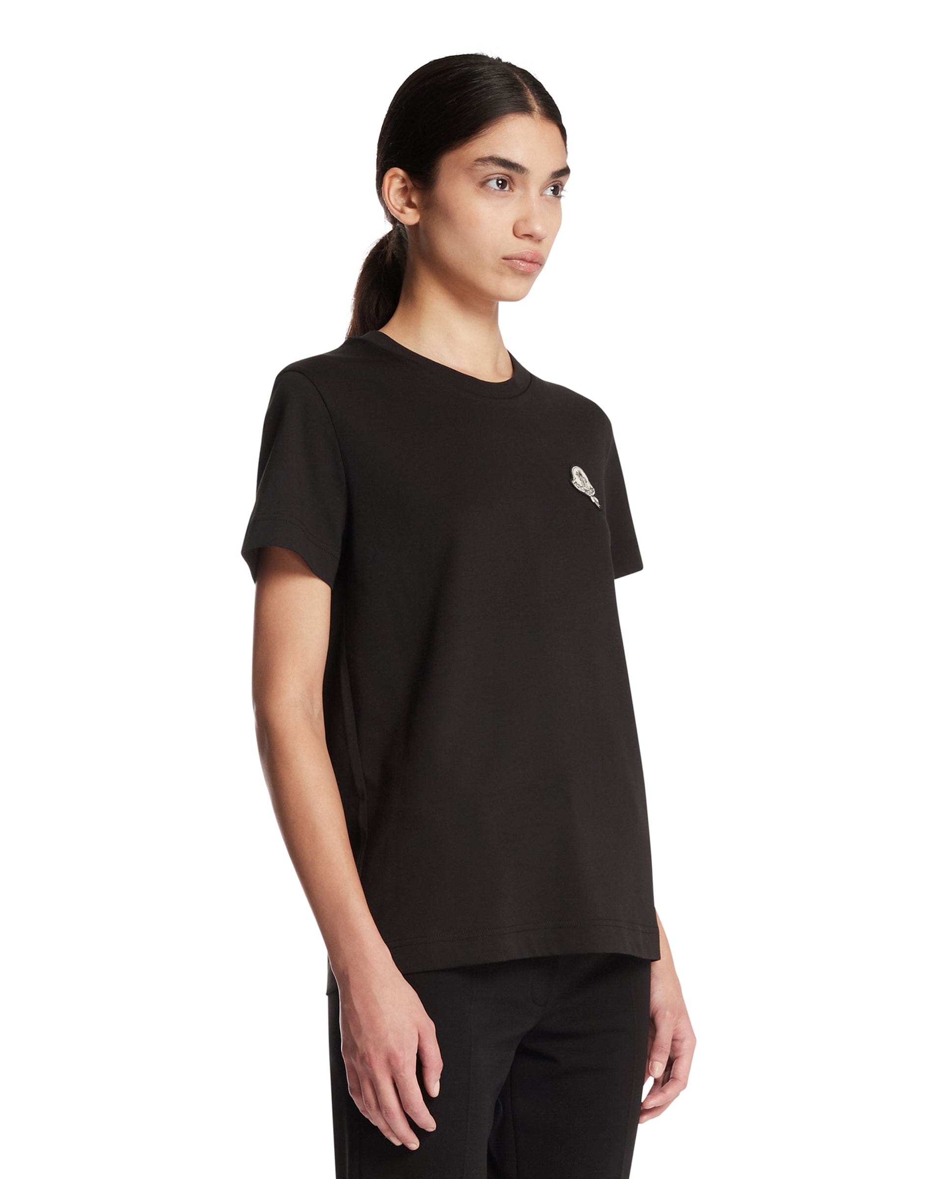 Moncler T-shirt In Cotone Con Patch Nera