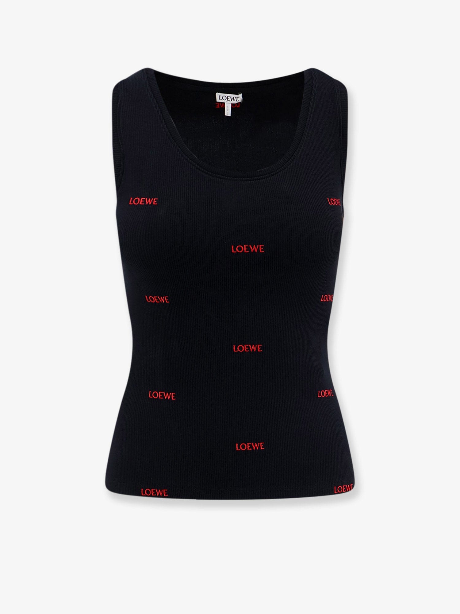 Loewe Cotton tank top with all-over logo lettering embroidery