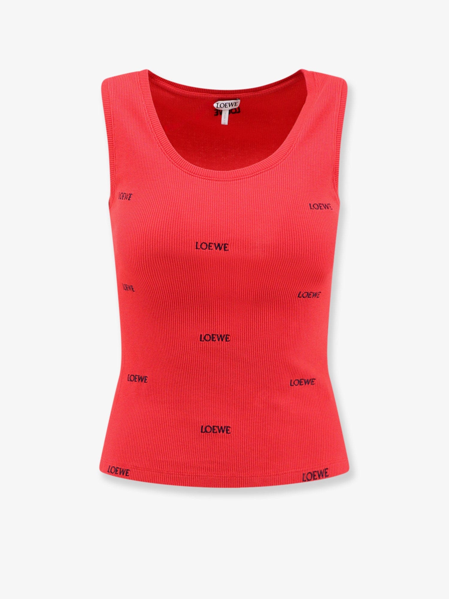 Loewe Cotton tank top with all-over embroidered logo lettering