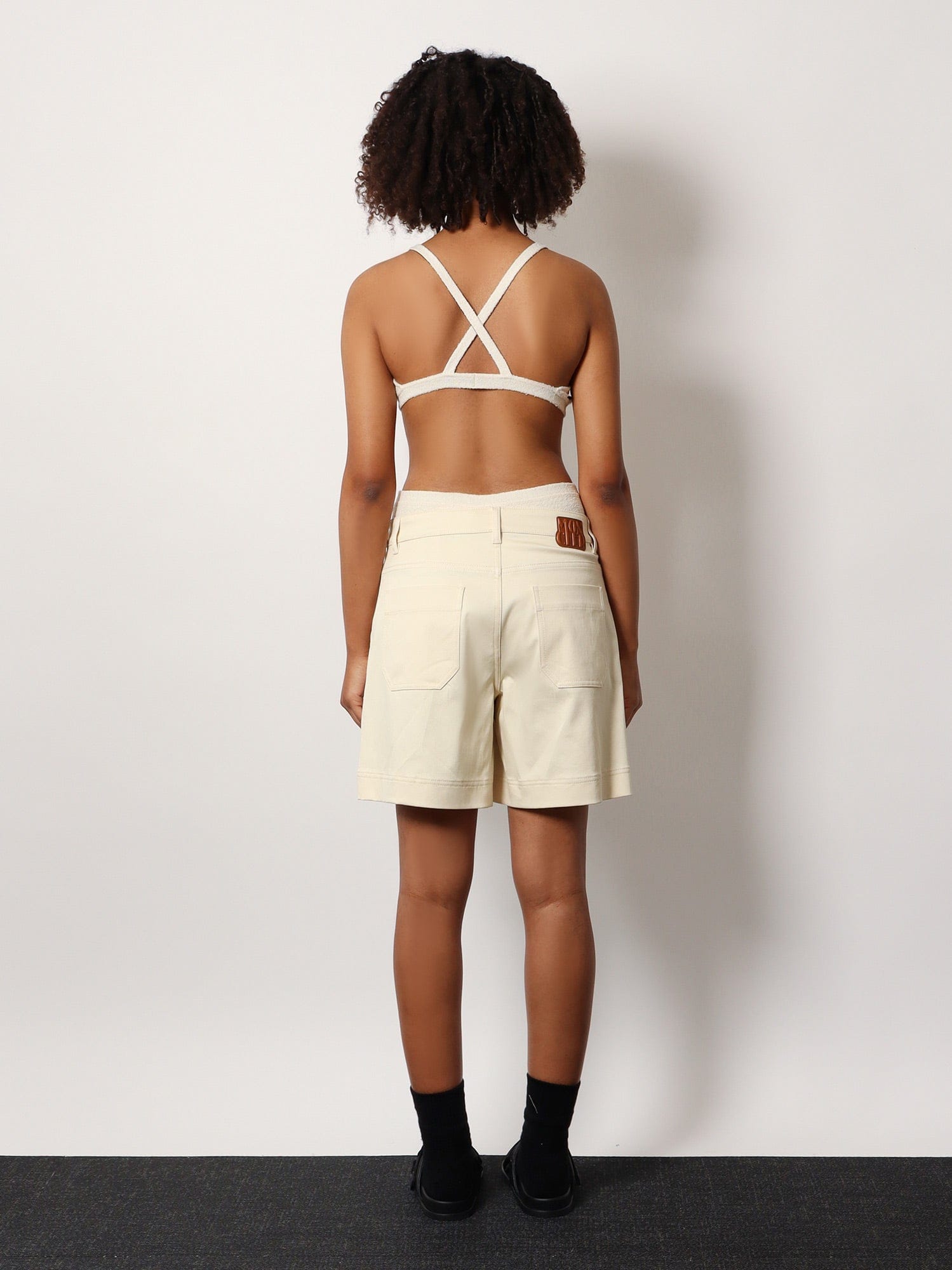 Moncler Stretch cotton shorts with maxi logo patch