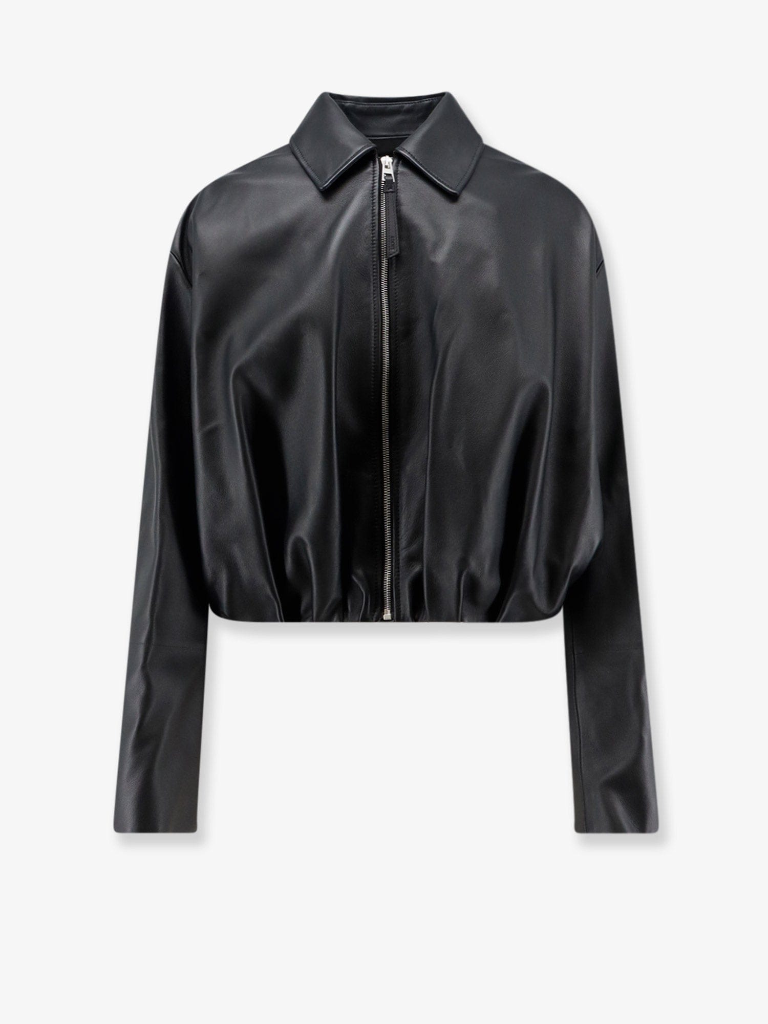 Loewe Cropped leather jacket with back logo patch