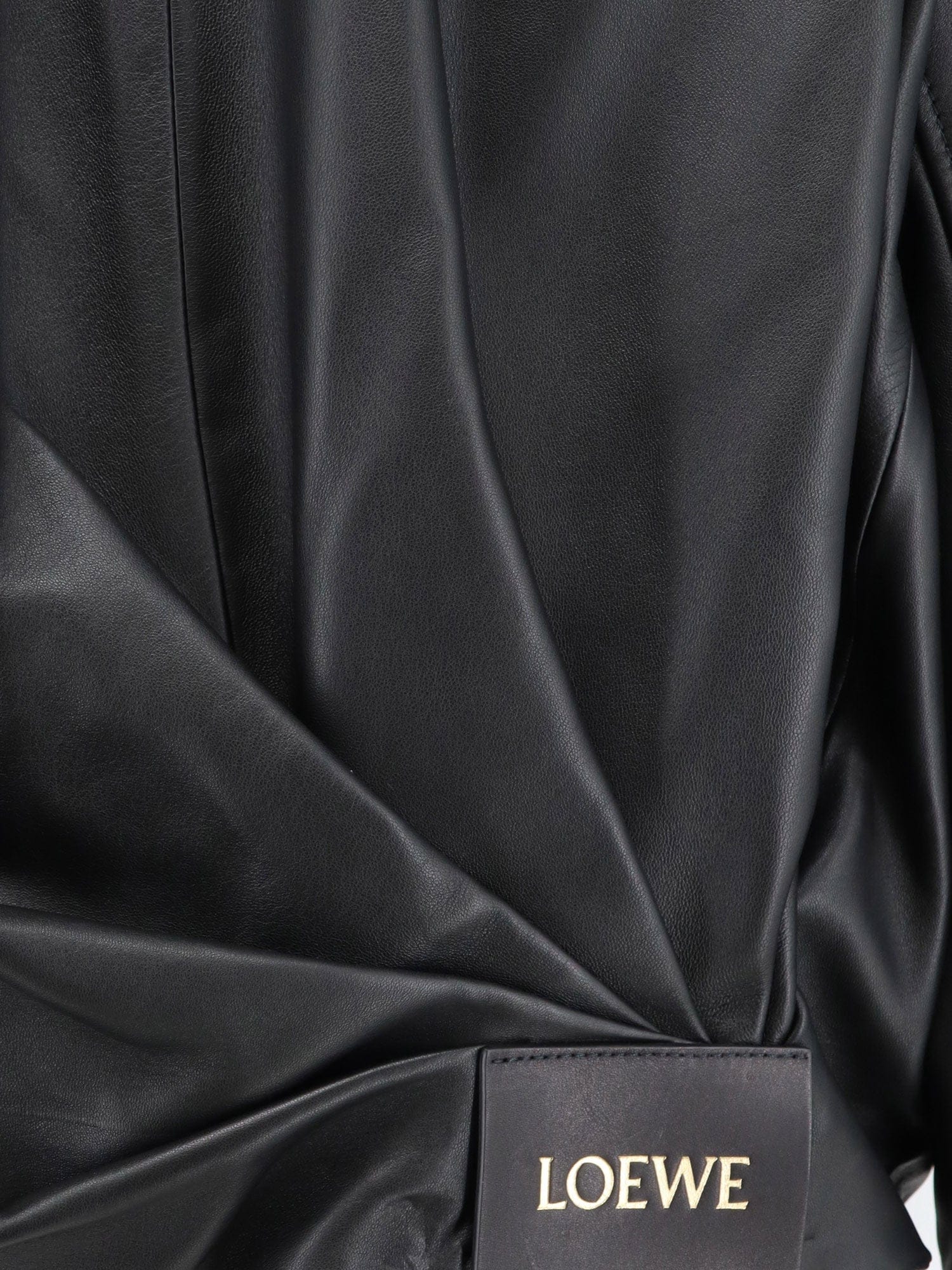 Loewe Cropped leather jacket with back logo patch