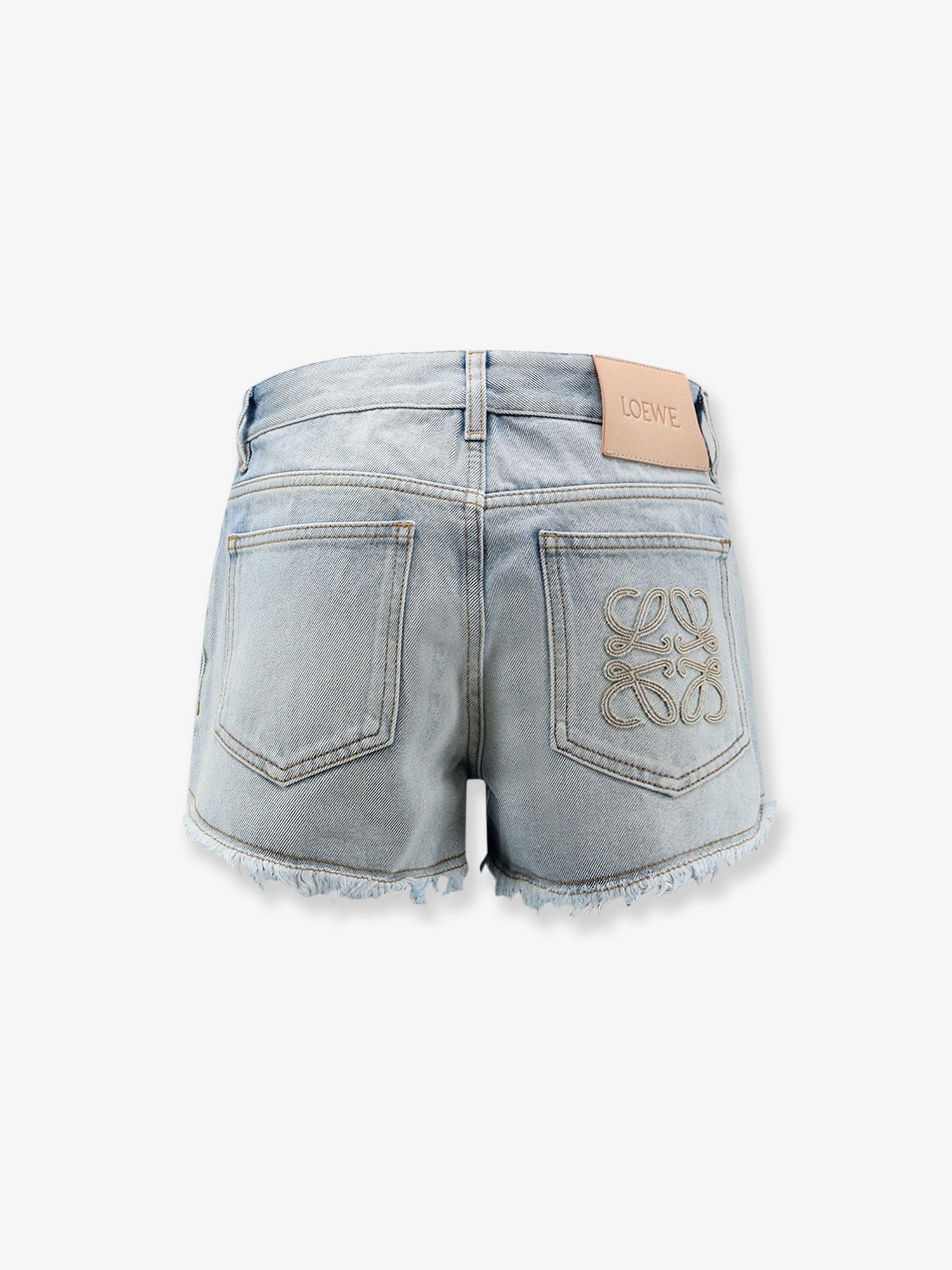 Loewe Paula's Ibiza-Blue denim bermuda shorts with frayed edges