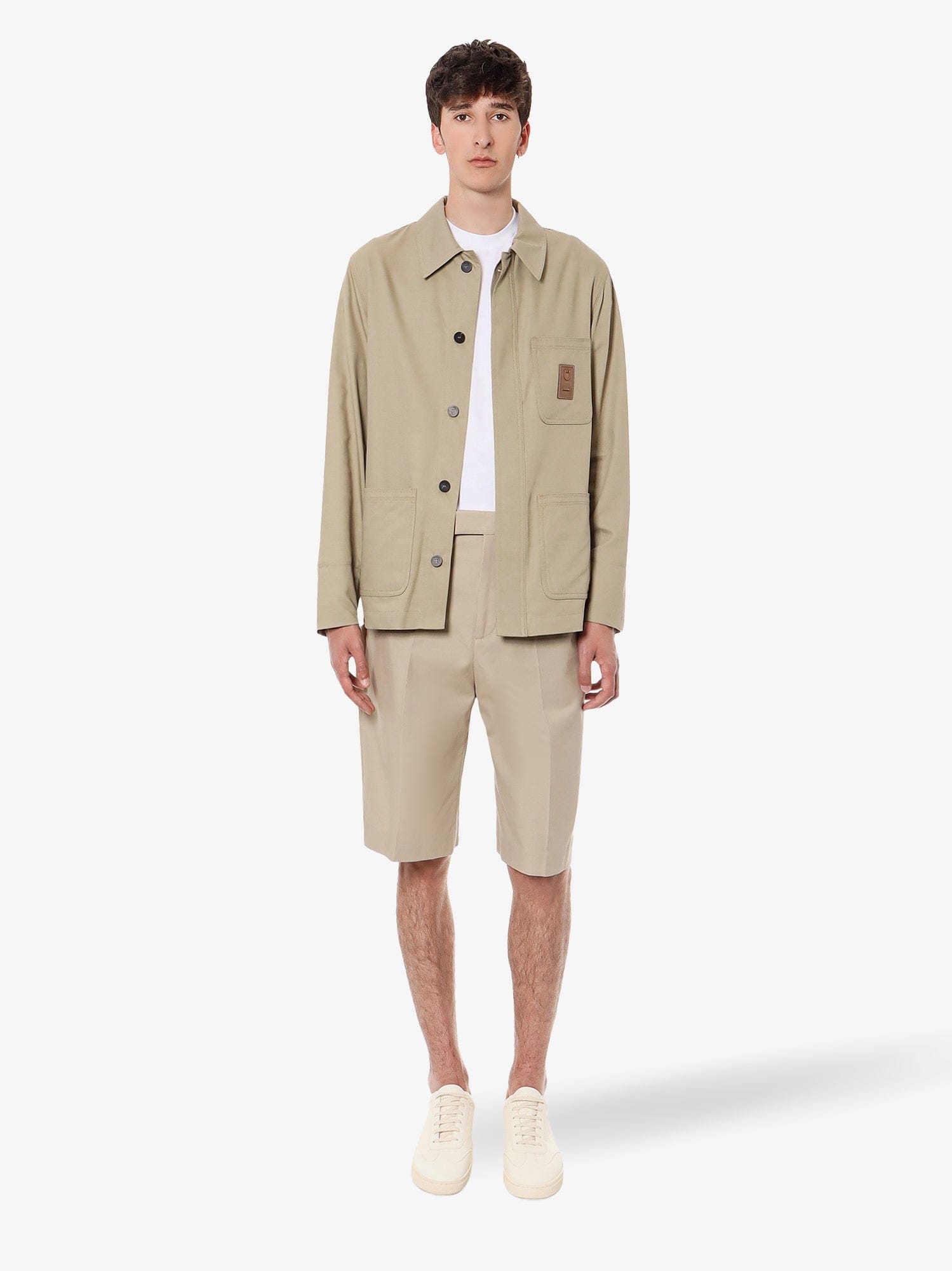 Ferragamo Cotton and viscose jacket with gancini leather patch