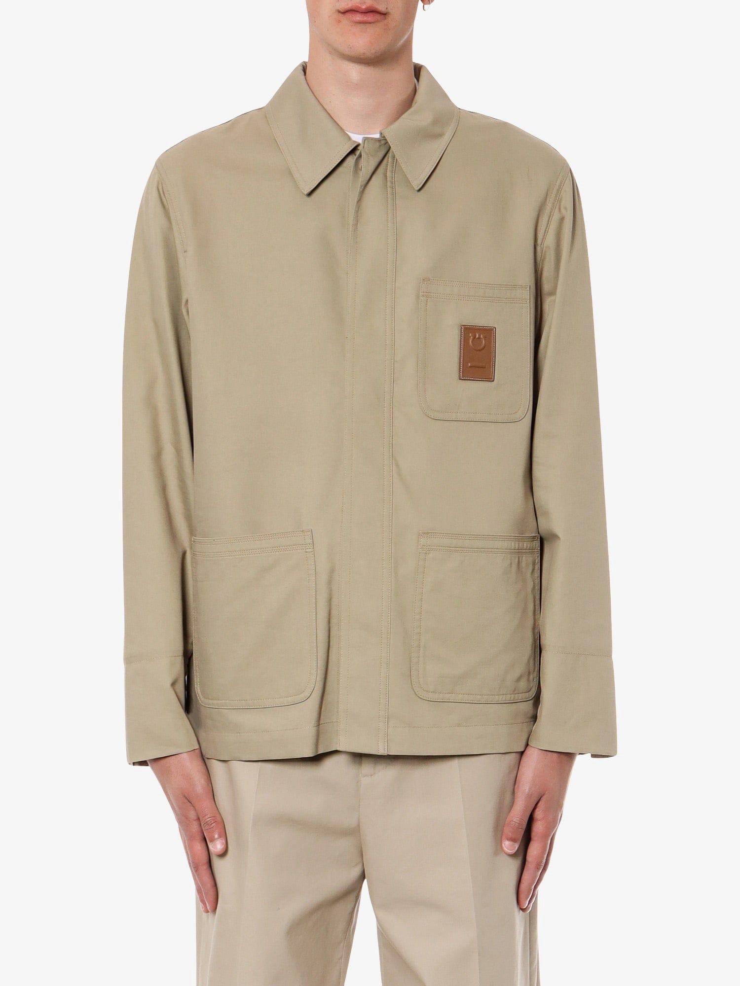 Ferragamo Cotton and viscose jacket with gancini leather patch