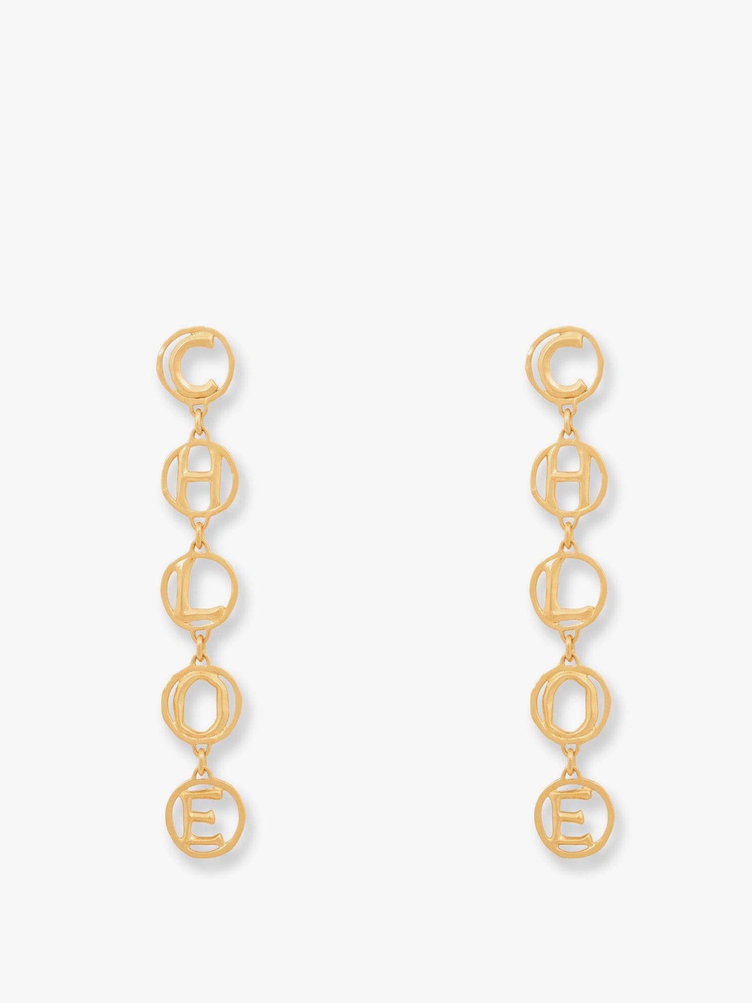 Chloe Brass Script Earrings