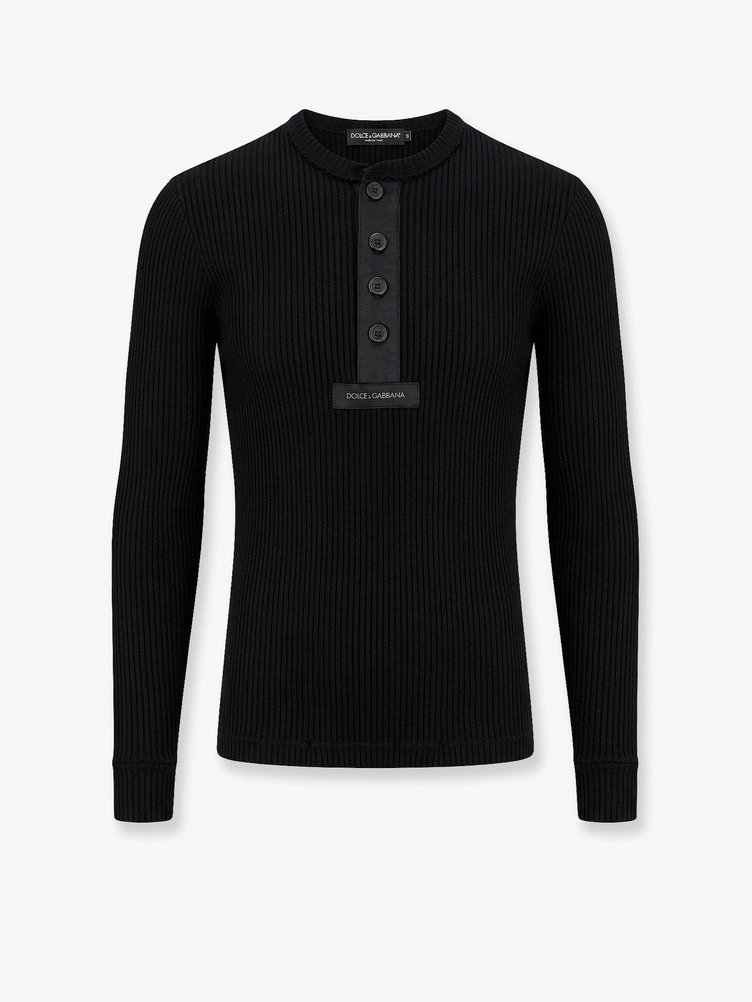 Dolce & Gabbana Ribbed cotton sweater with metal logo on the front