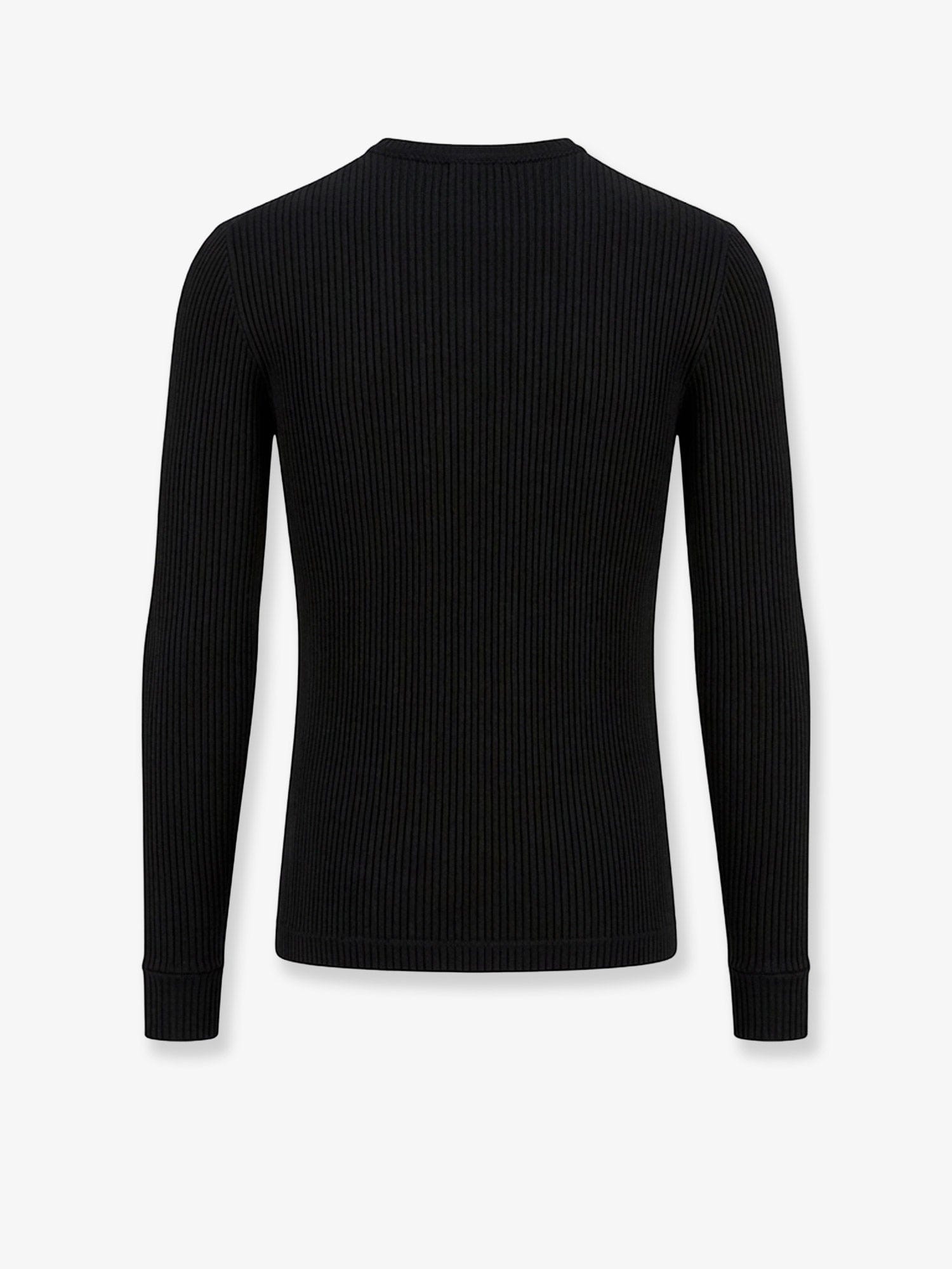 Dolce & Gabbana Ribbed cotton sweater with metal logo on the front