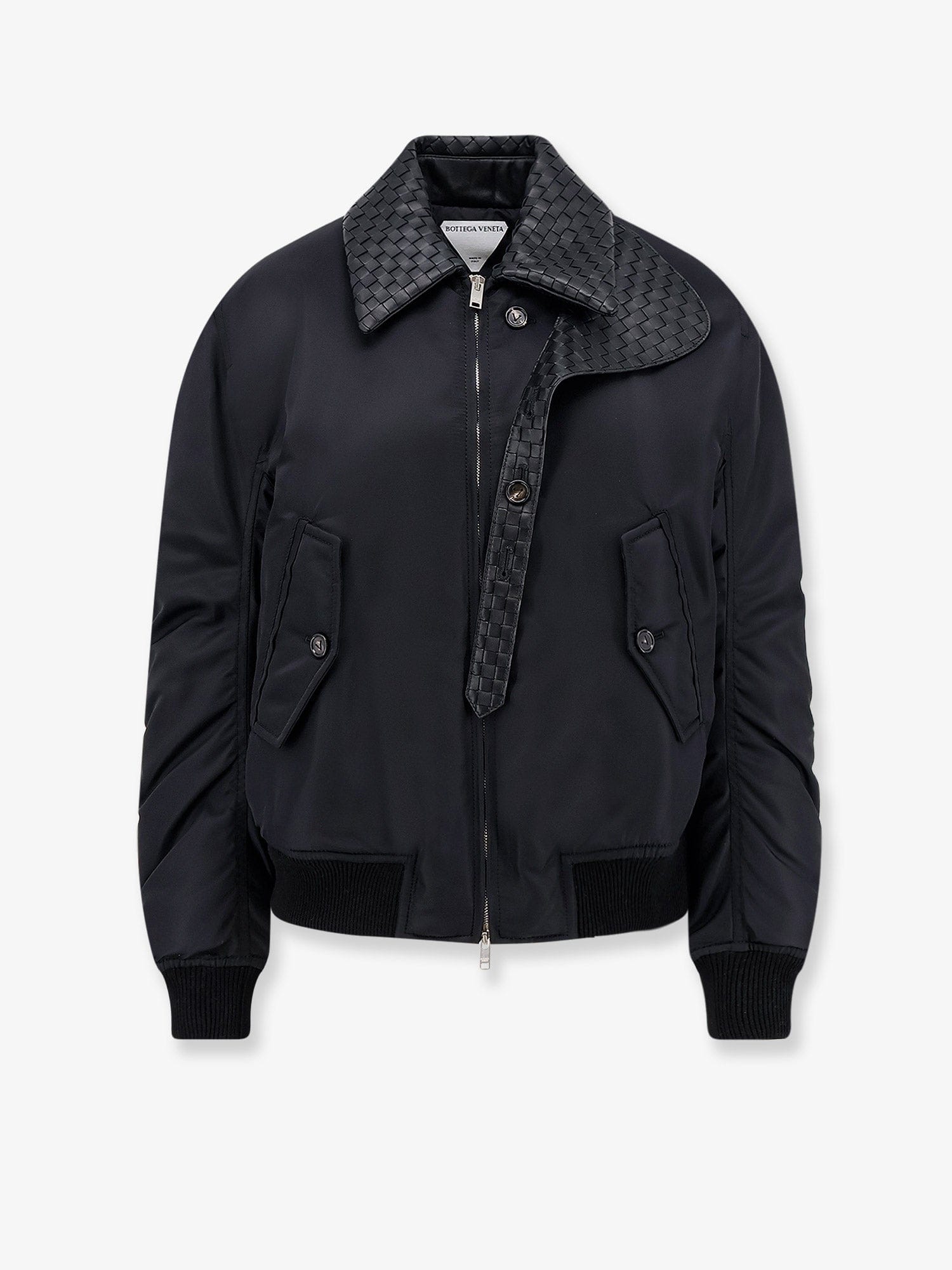 Bottega Veneta Nylon jacket with Intrecciato leather collar