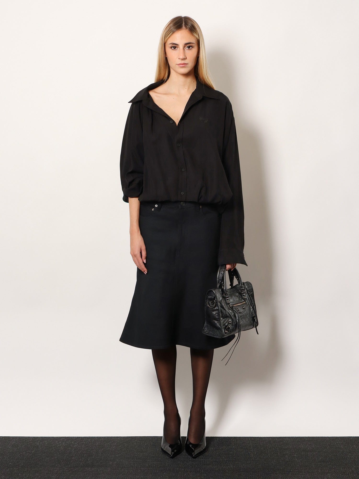Balenciaga One shoulder lyocell shirt